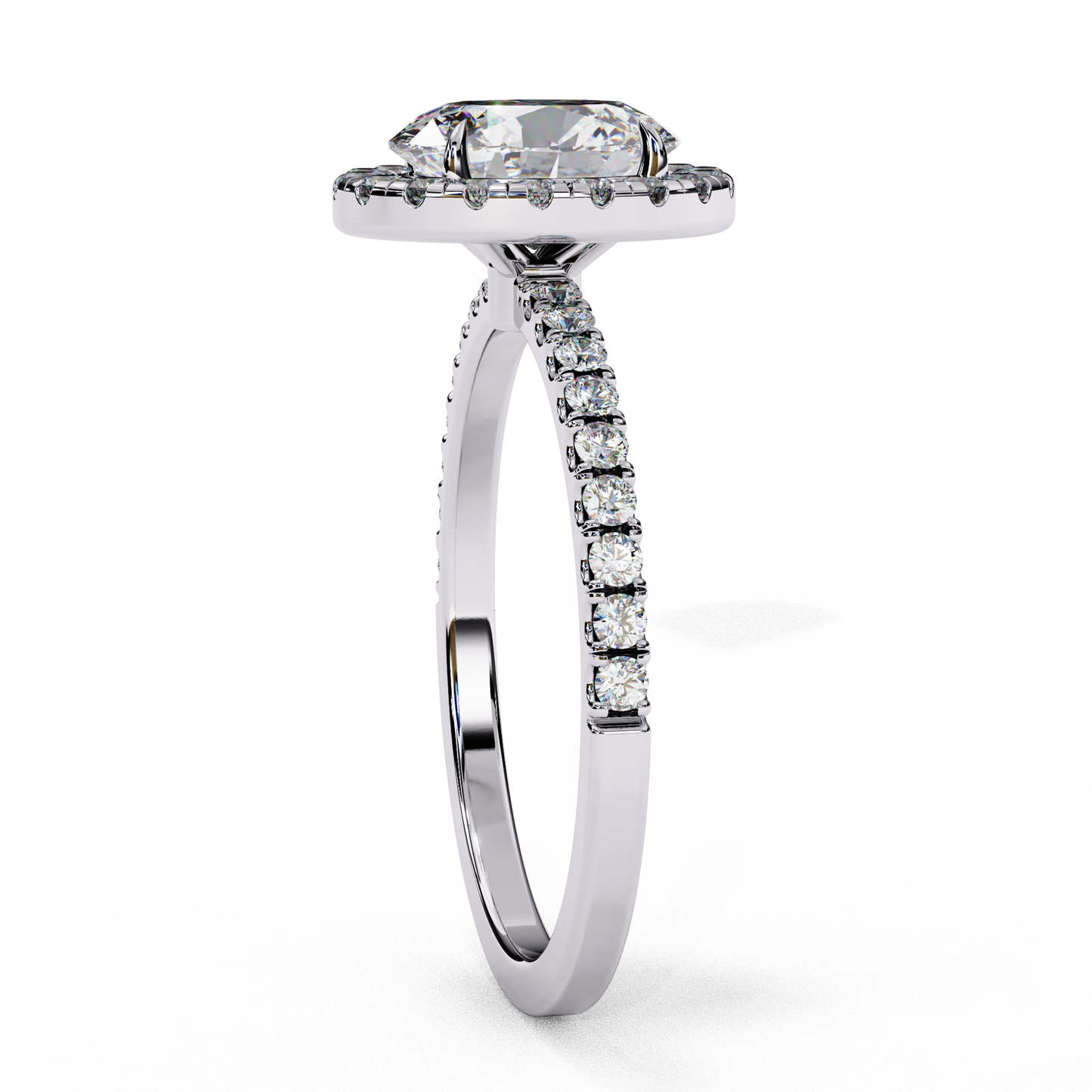 lustre oval lab grown diamond ring