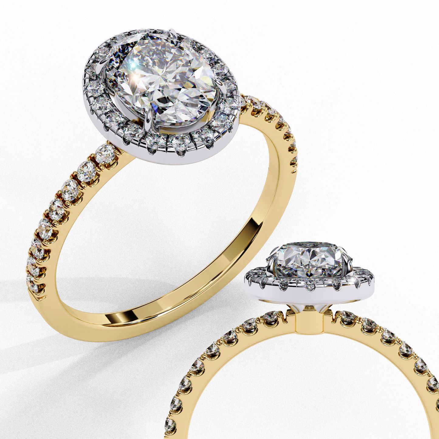 lustre oval lab grown diamond ring