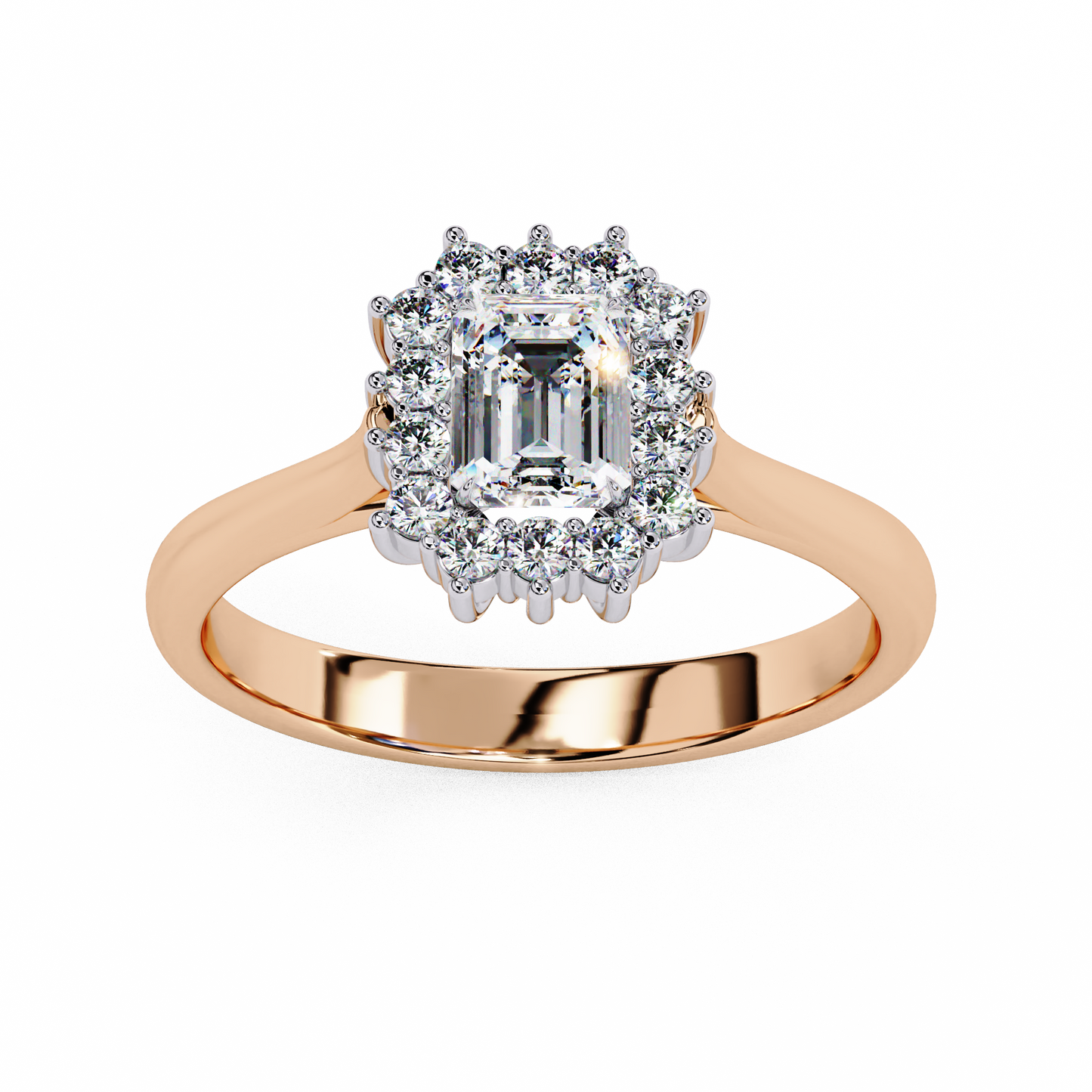 aurora emerald halo ring