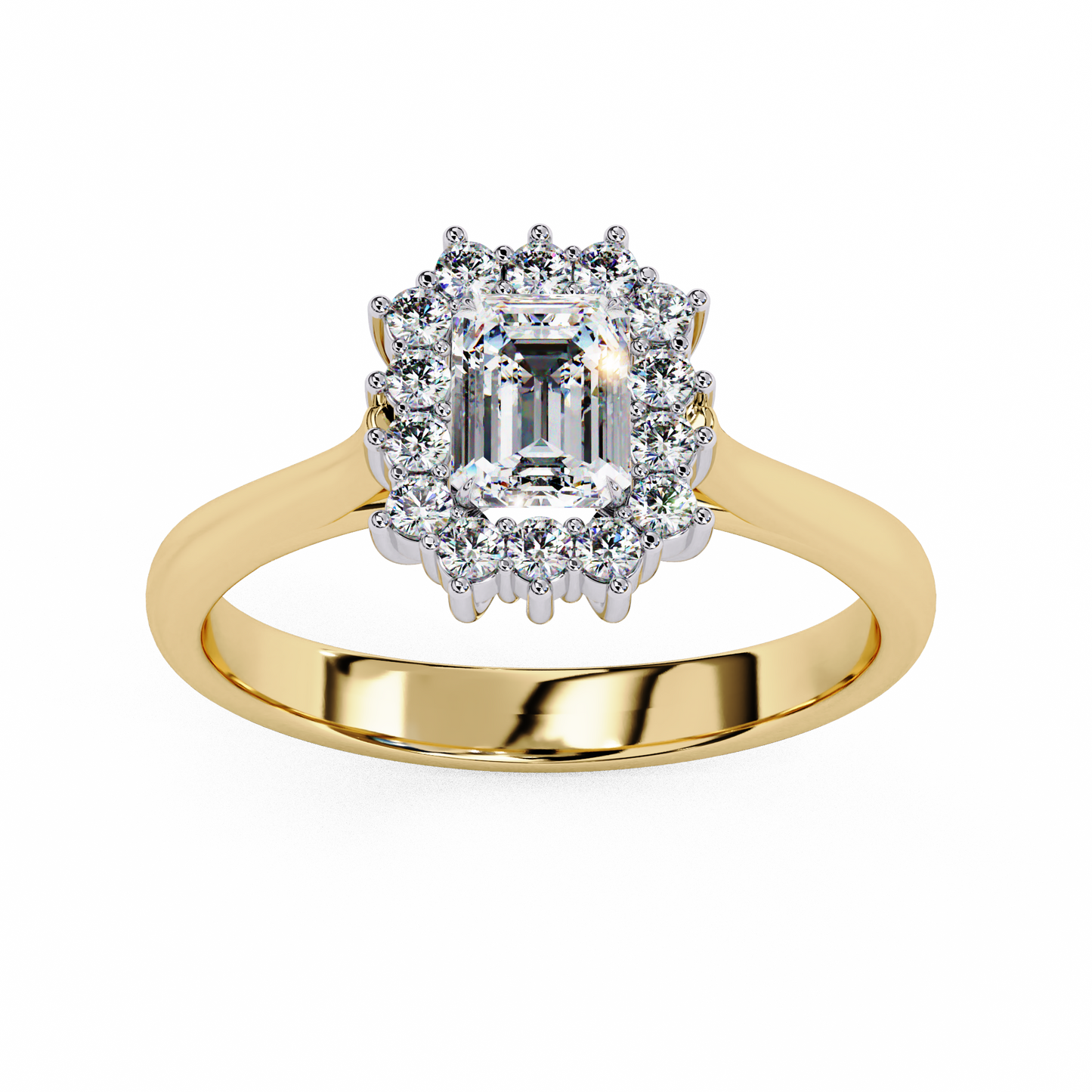 aurora emerald halo ring