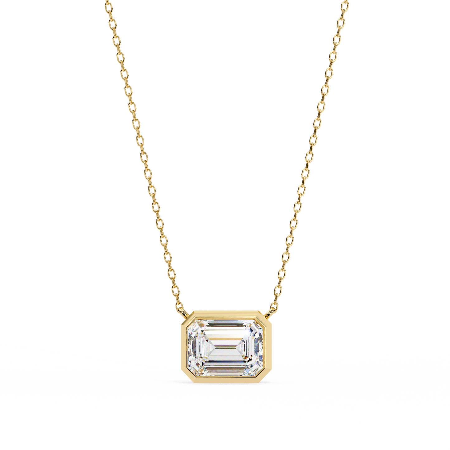 prisma emerald solitaire lab grown diamond necklace