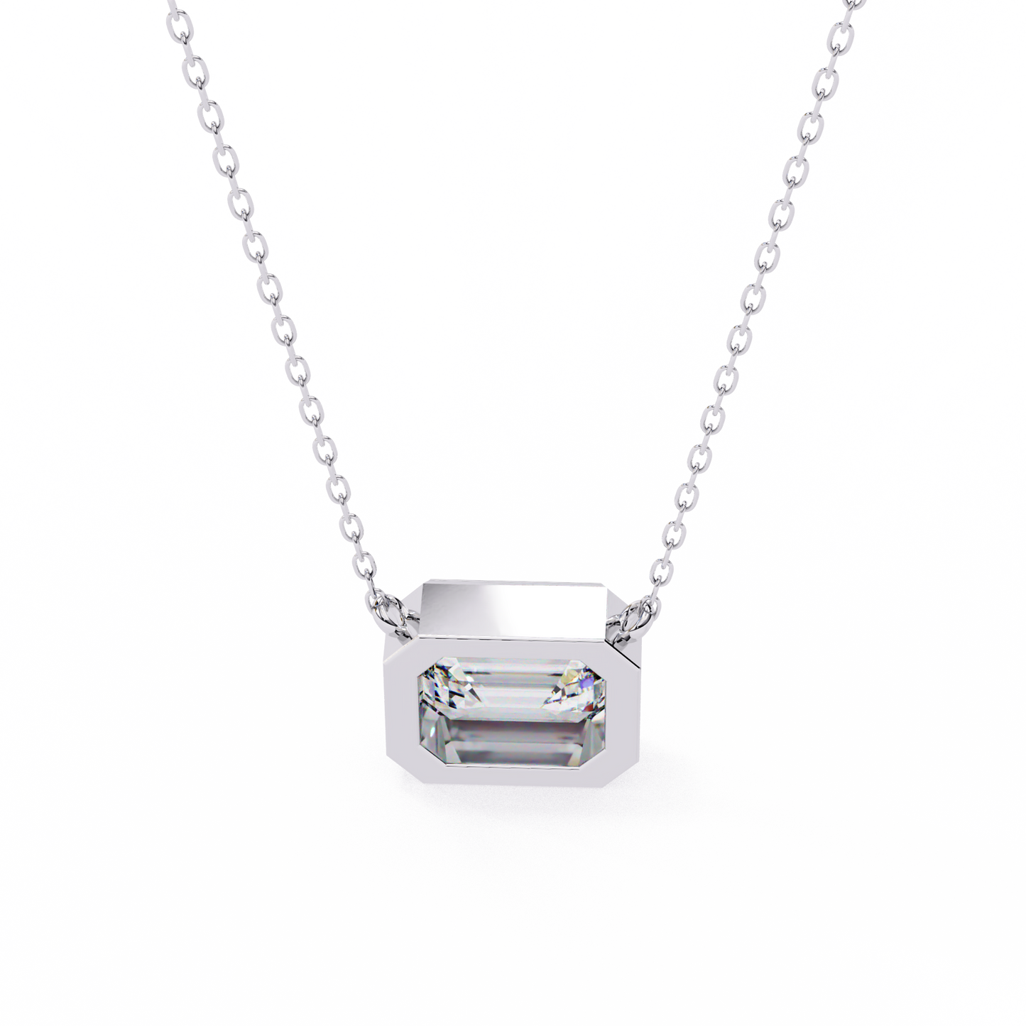 prisma emerald solitaire lab grown diamond necklace