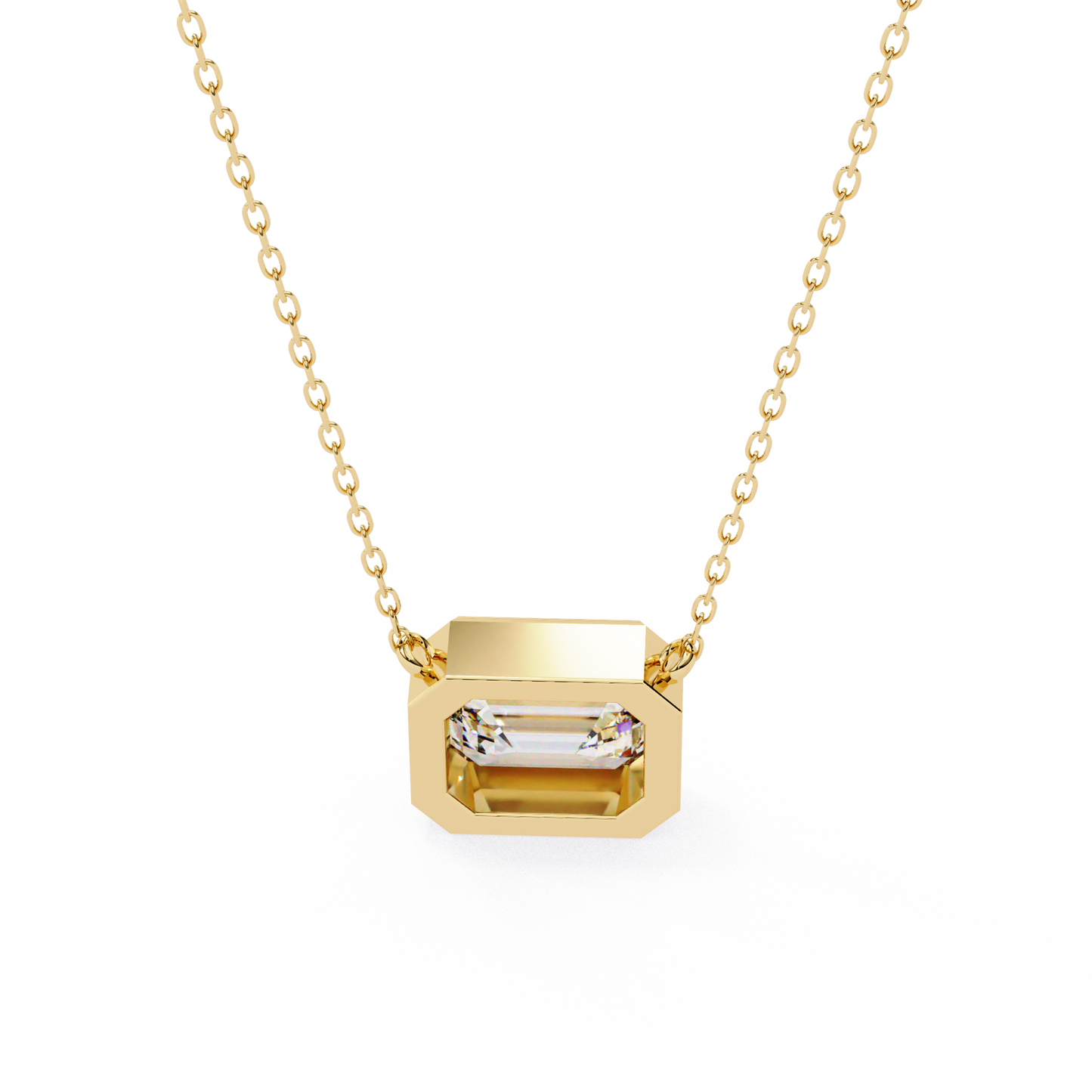prisma emerald solitaire lab grown diamond necklace