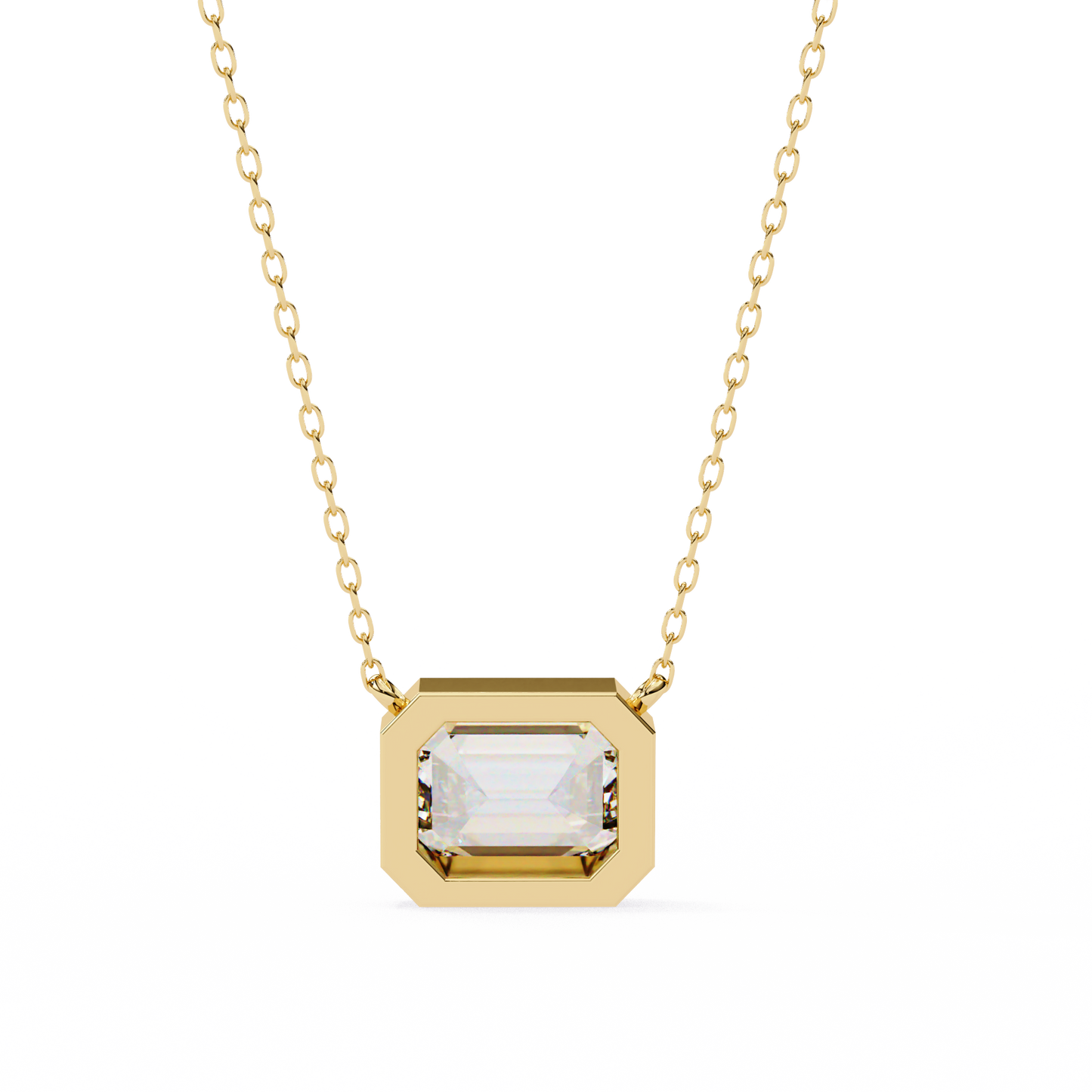 prisma emerald solitaire lab grown diamond necklace