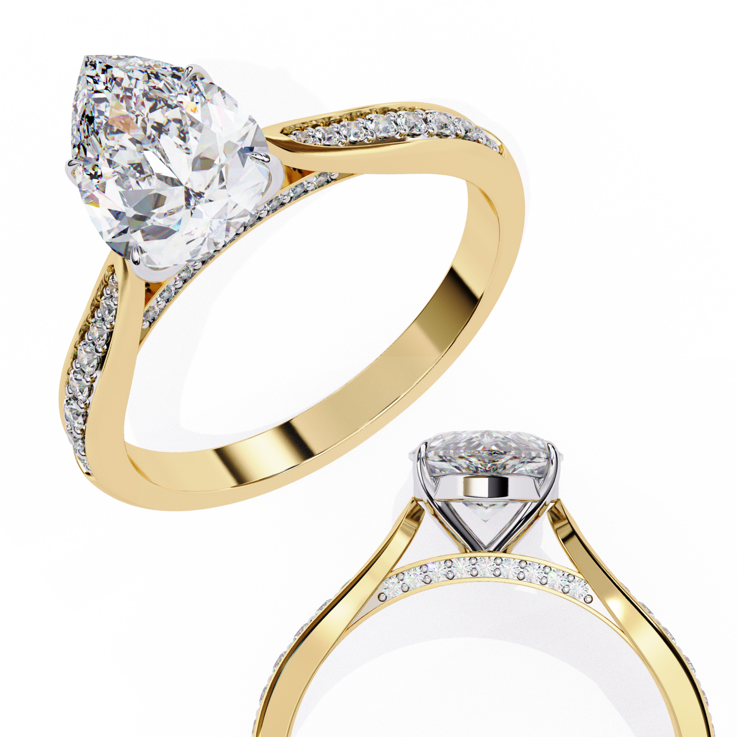 aurora drop lab grown diamond ring