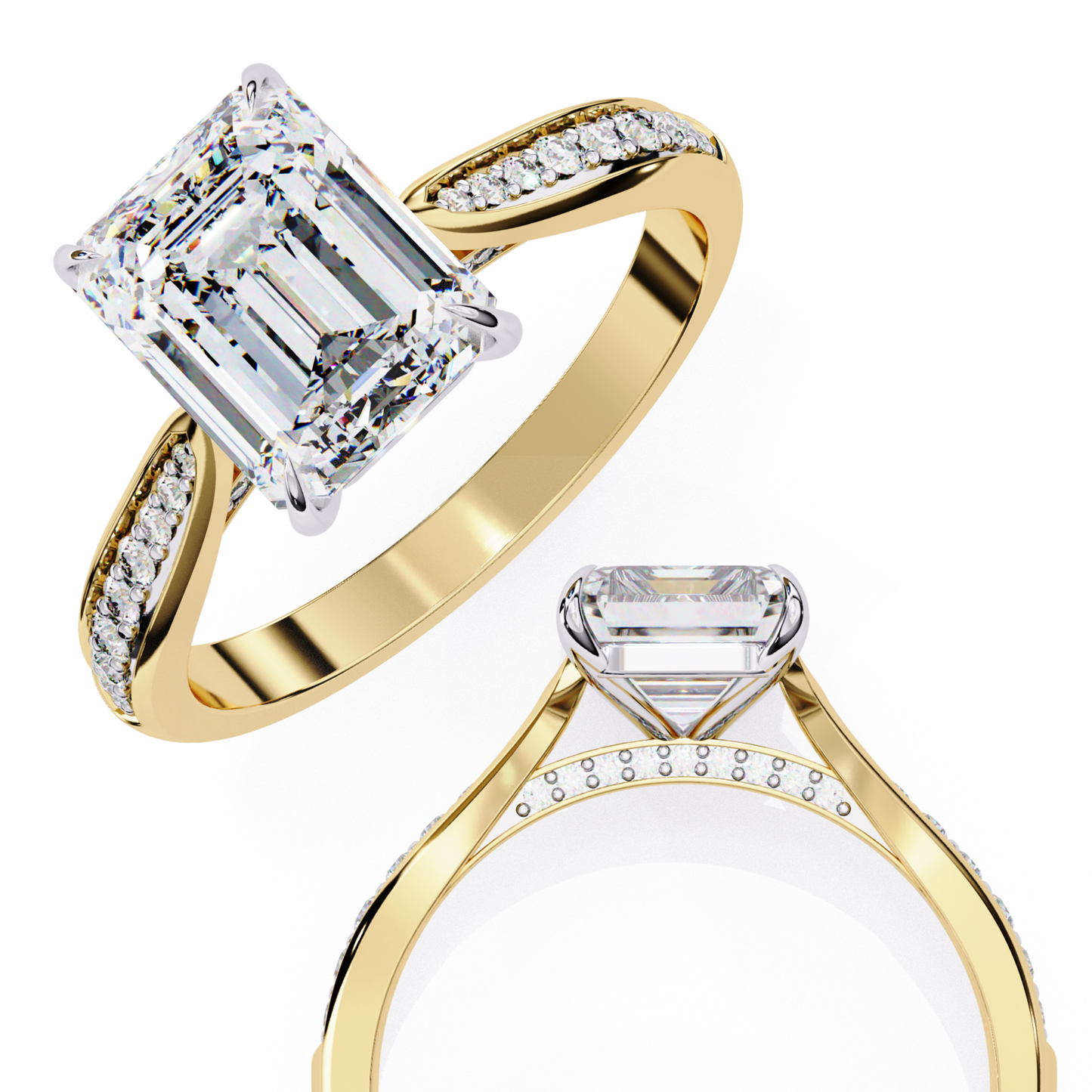 lustre emerald lab grown diamond ring