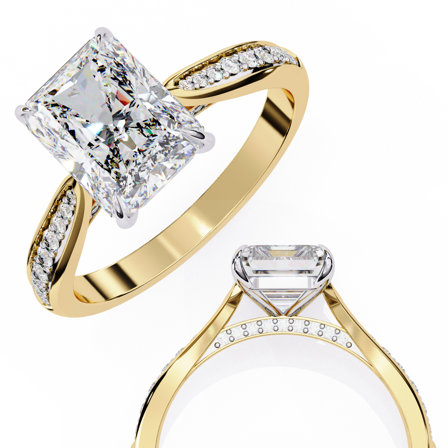 radiant spark lab grown diamond ring