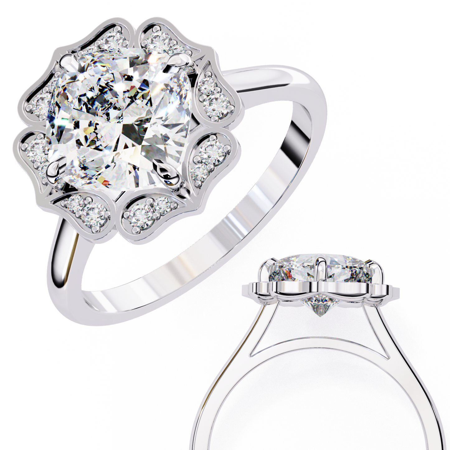 sovereign cushion glow lab grown diamond ring