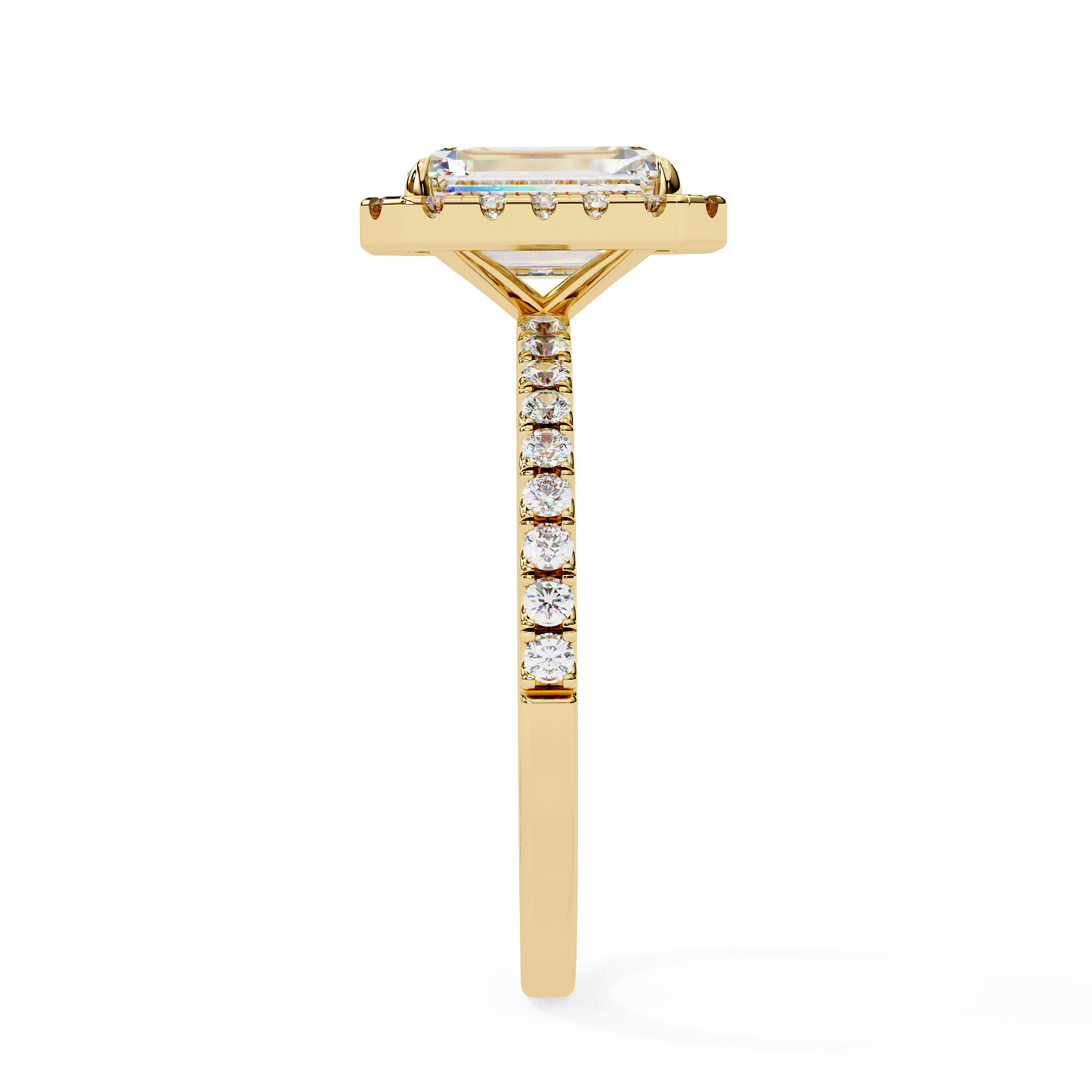 emerald halo lab grown diamond ring
