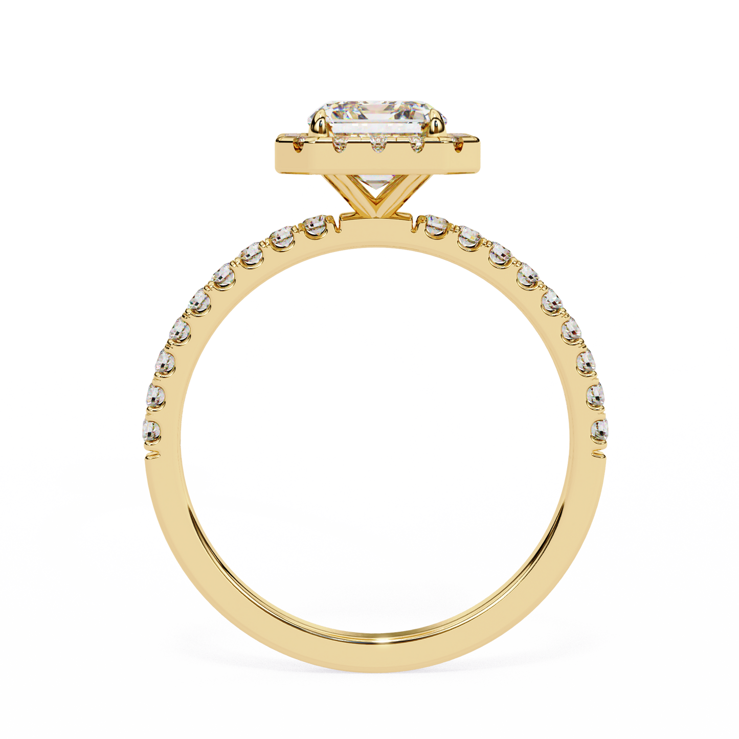emerald halo lab grown diamond ring