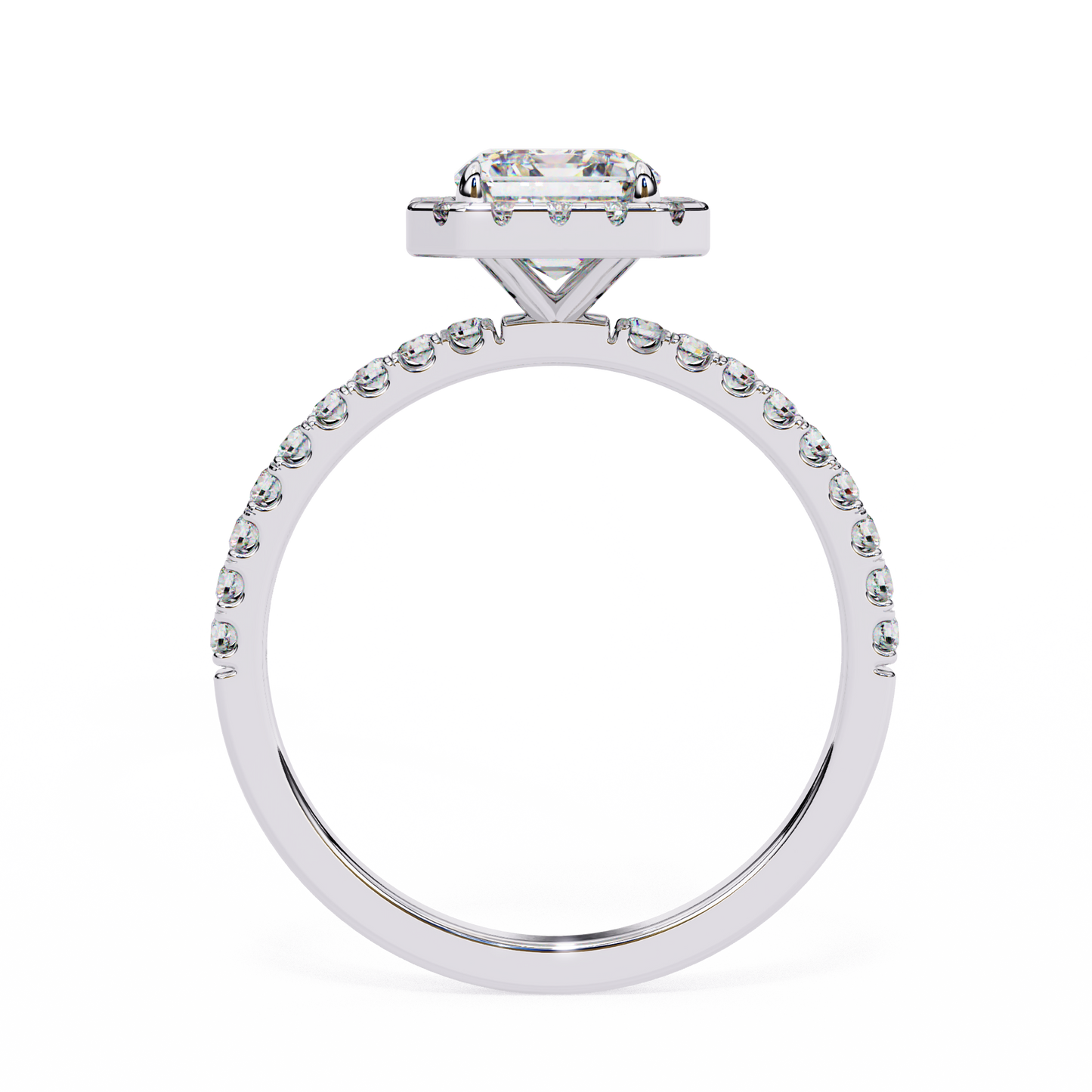 emerald halo lab grown diamond ring