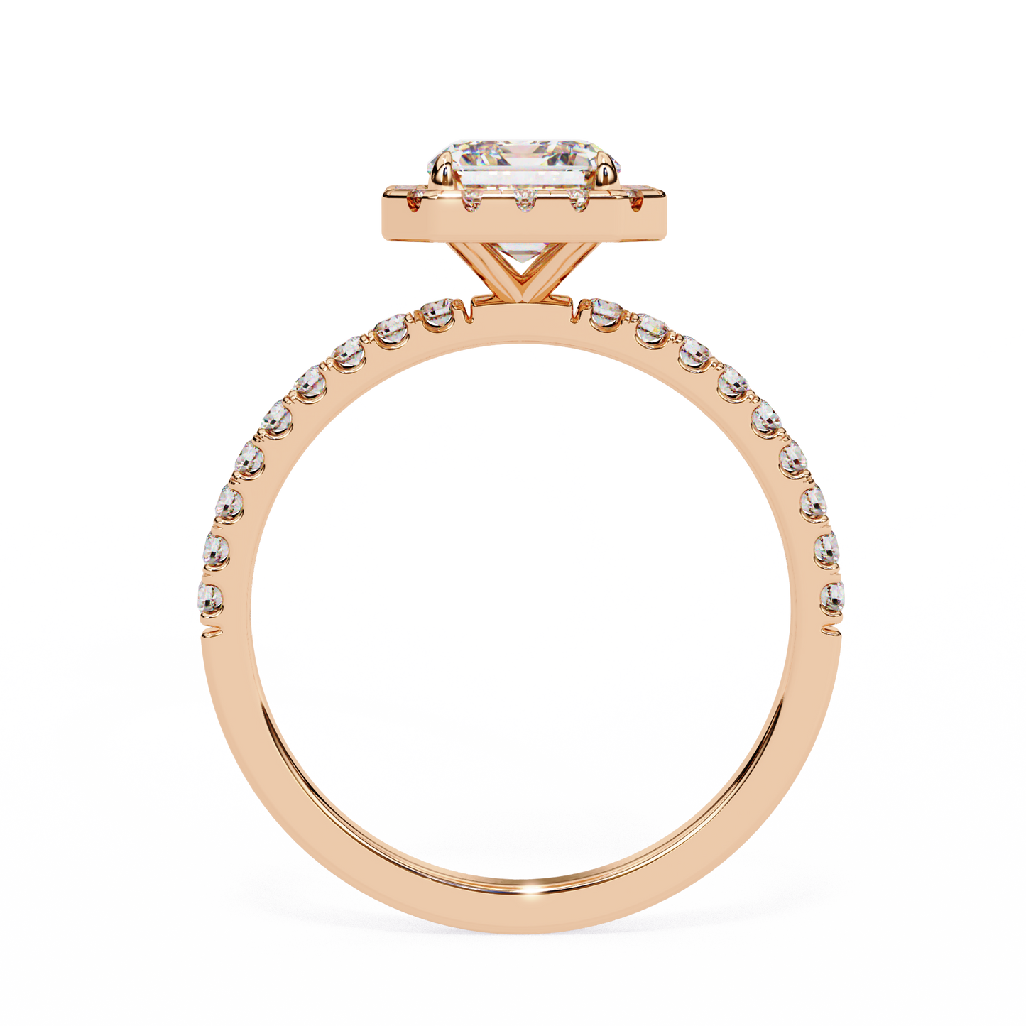 emerald halo lab grown diamond ring