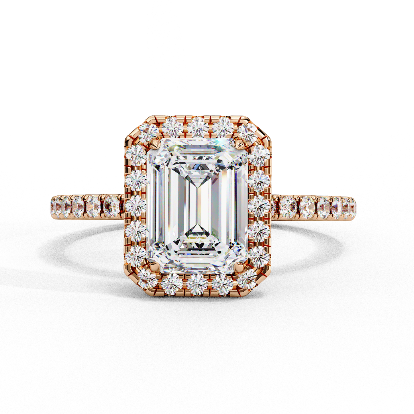 ophira lab grown diamond emerald halo ring