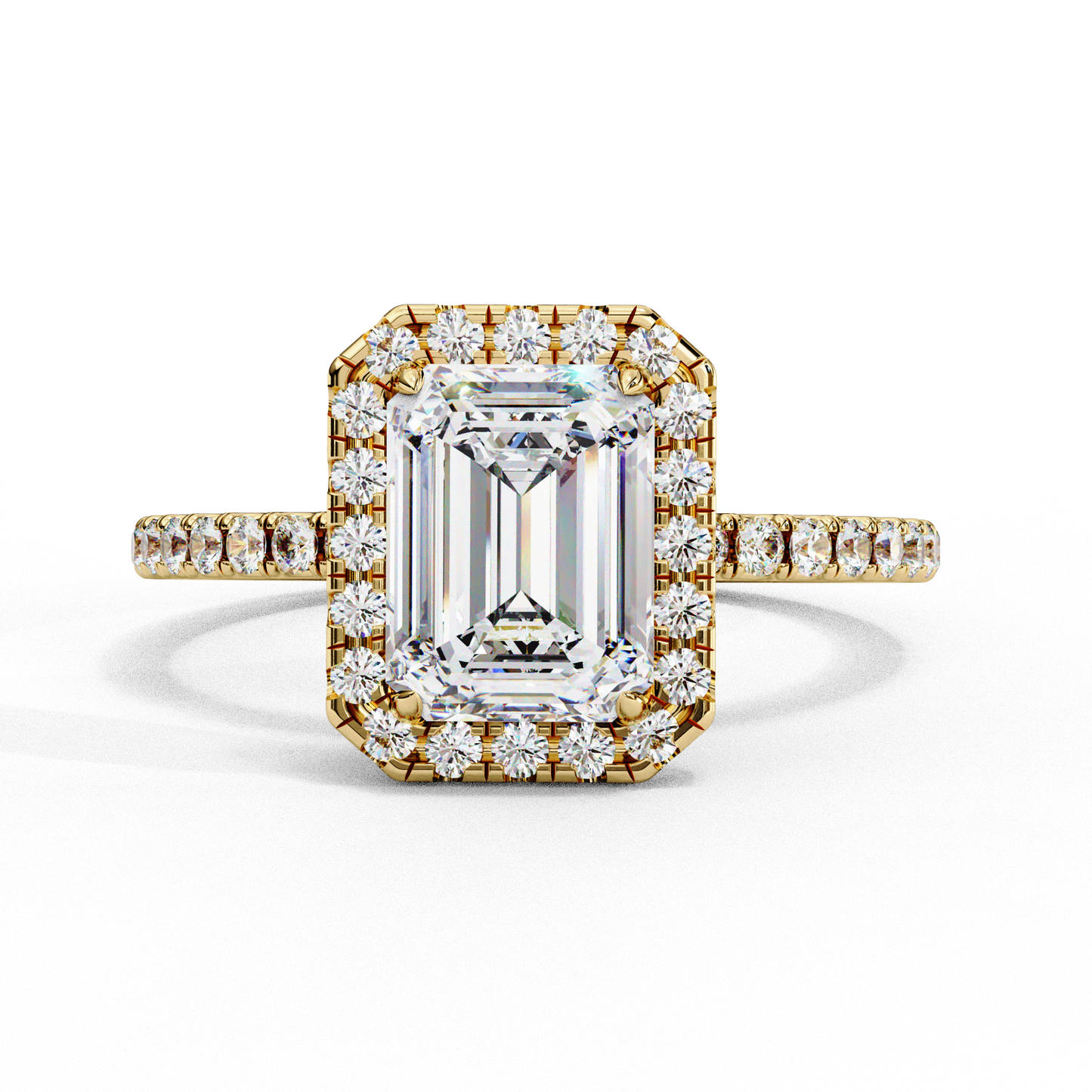 ophira lab grown diamond emerald halo ring
