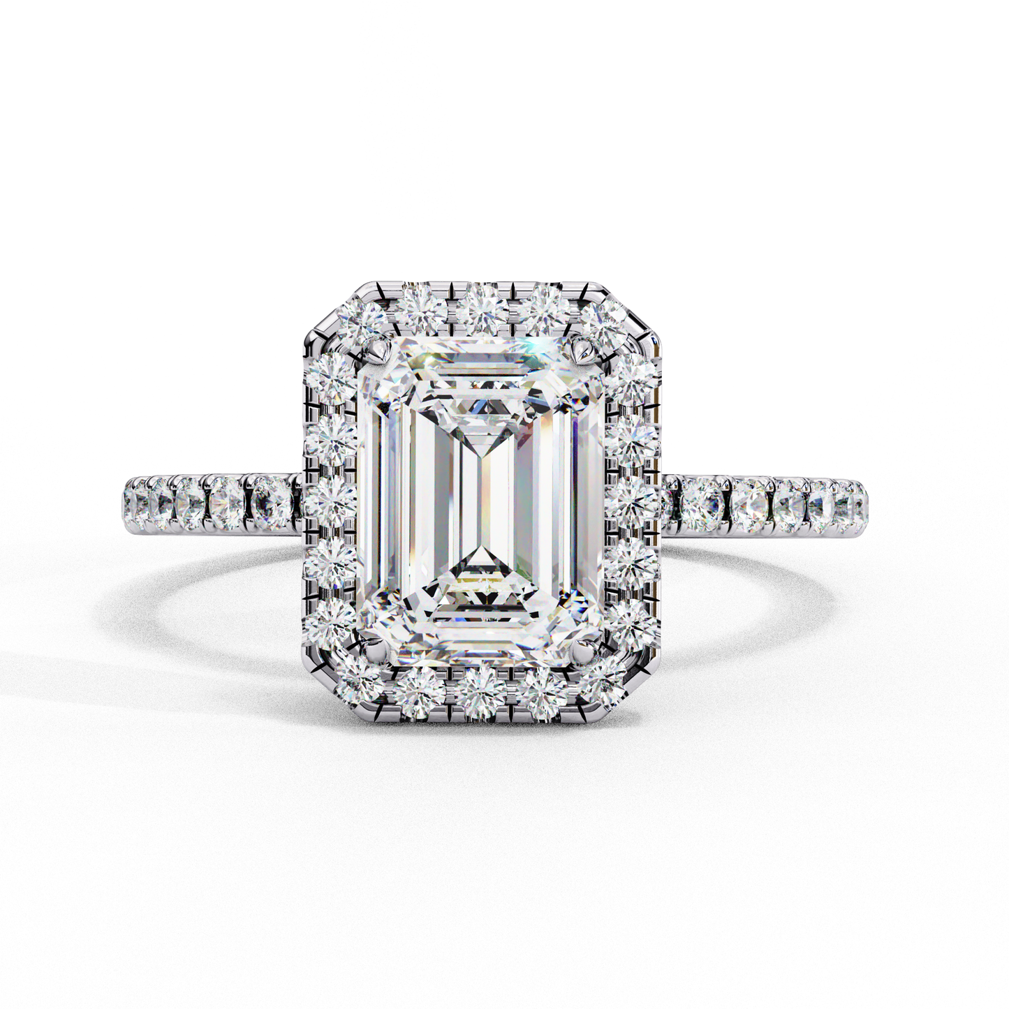ophira lab grown diamond emerald halo ring