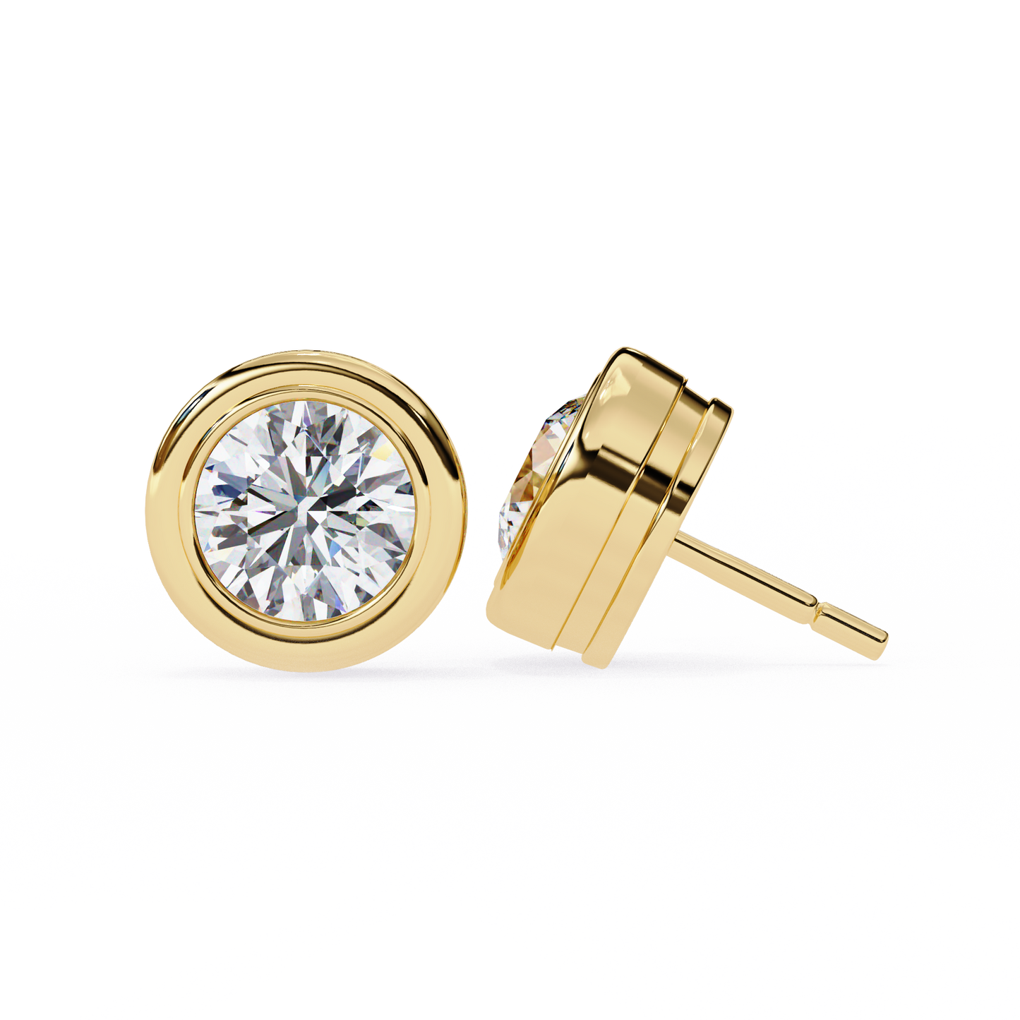 luna bezel lab grown diamond studs