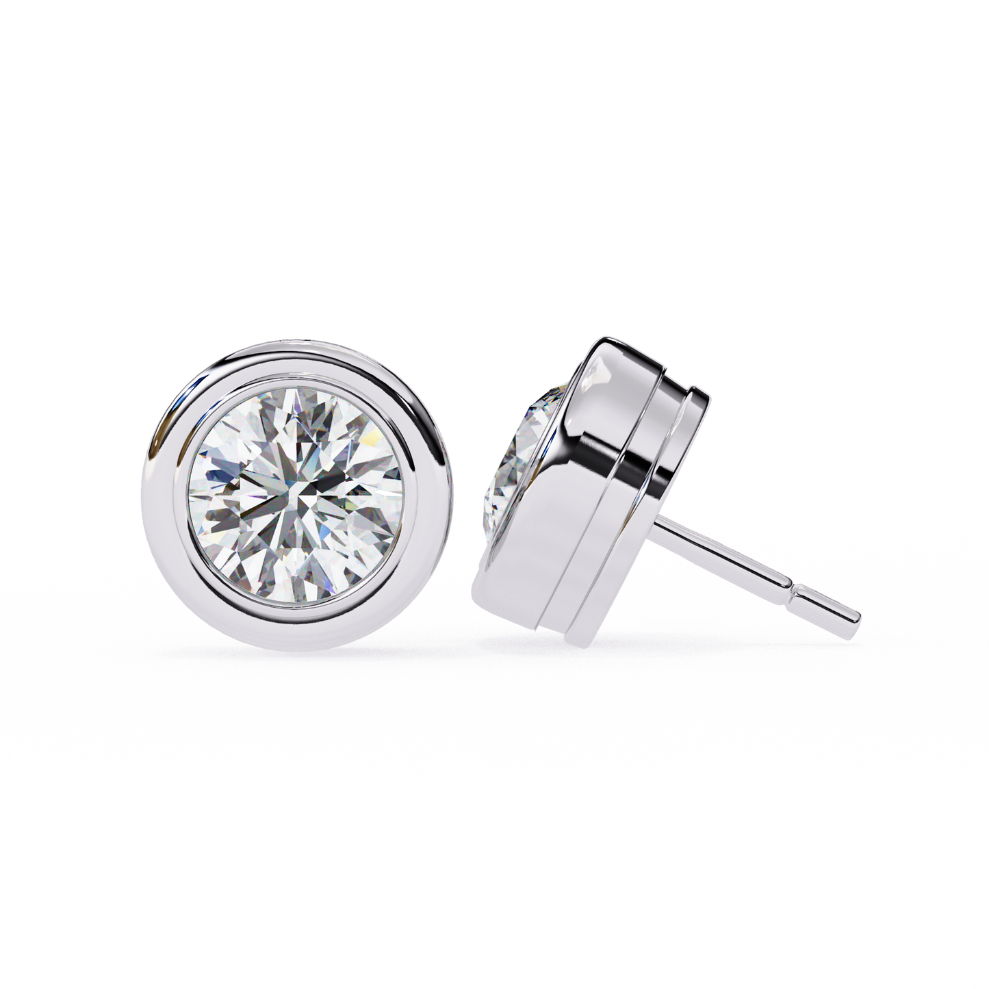 luna bezel lab grown diamond studs
