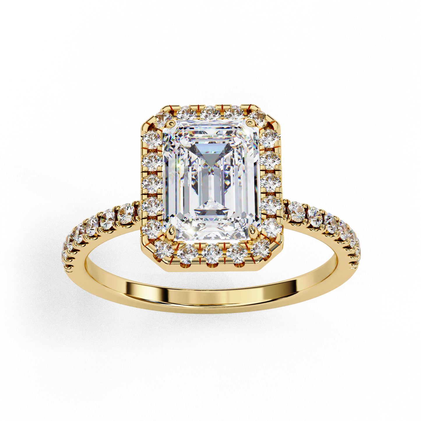 ophira lab grown diamond emerald halo ring