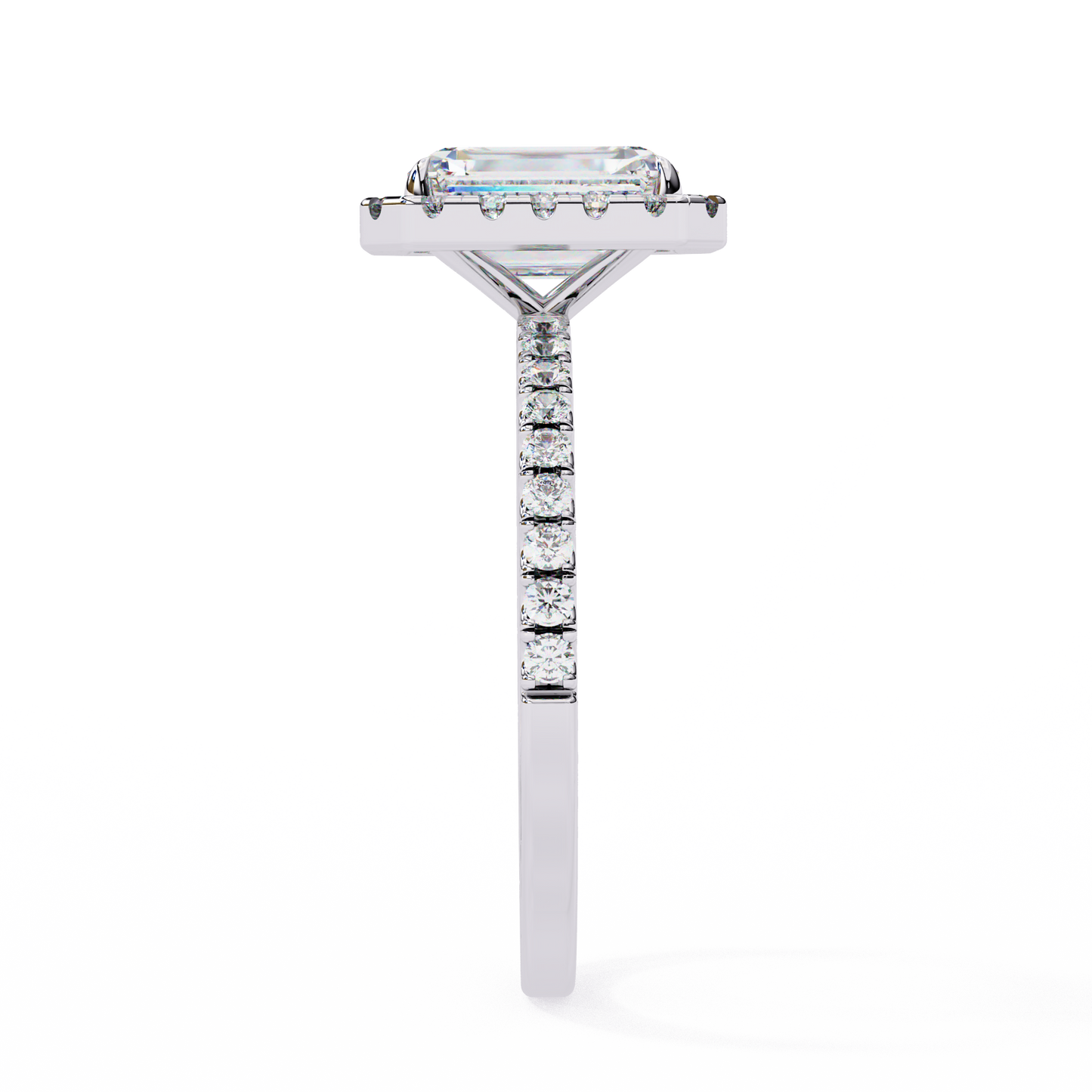 emerald halo lab grown diamond ring