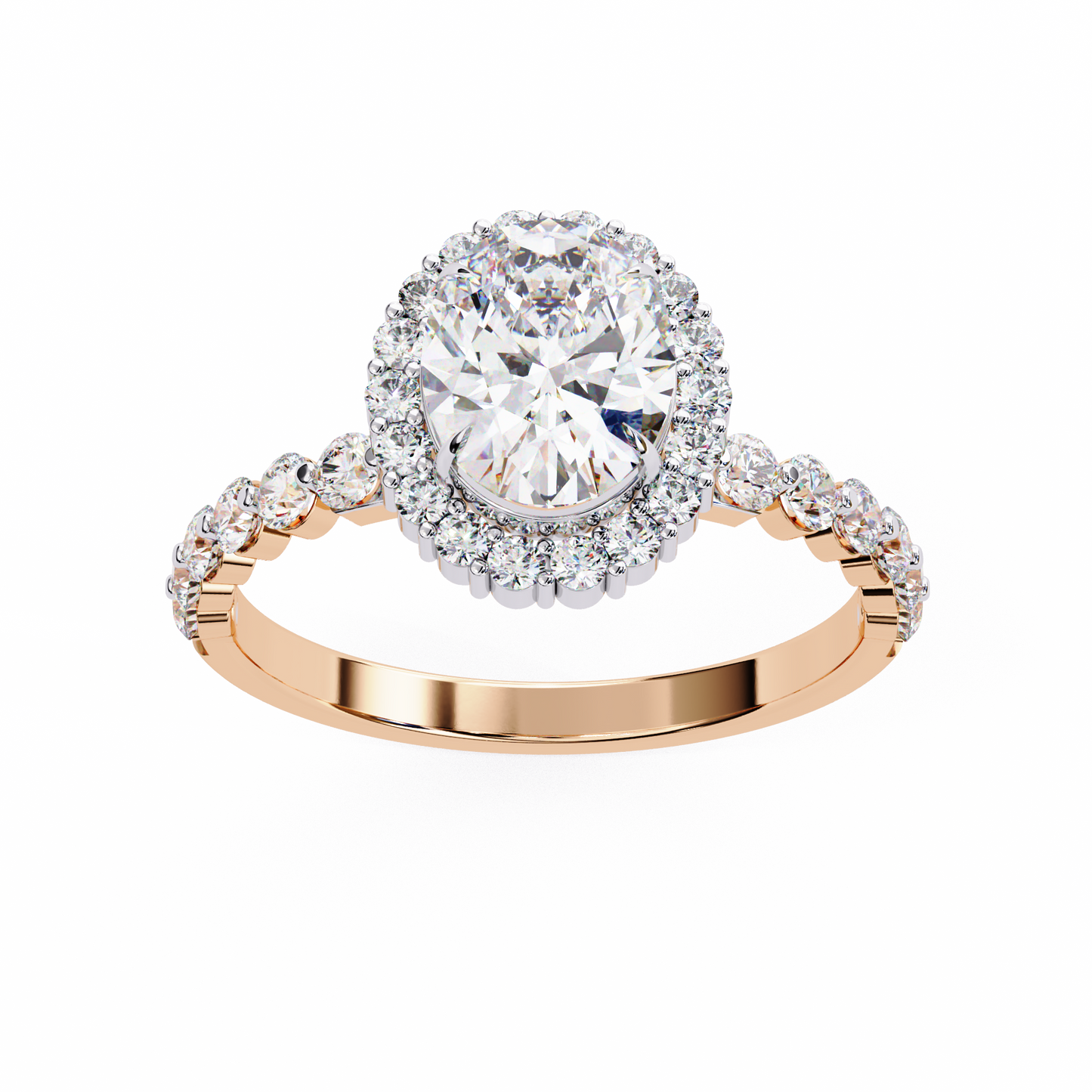 oval blossom lab grown diamond ring