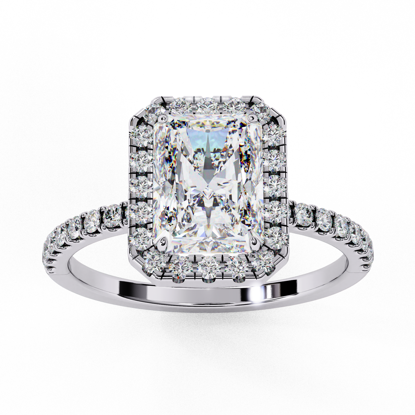 emerald halo lab grown diamond ring