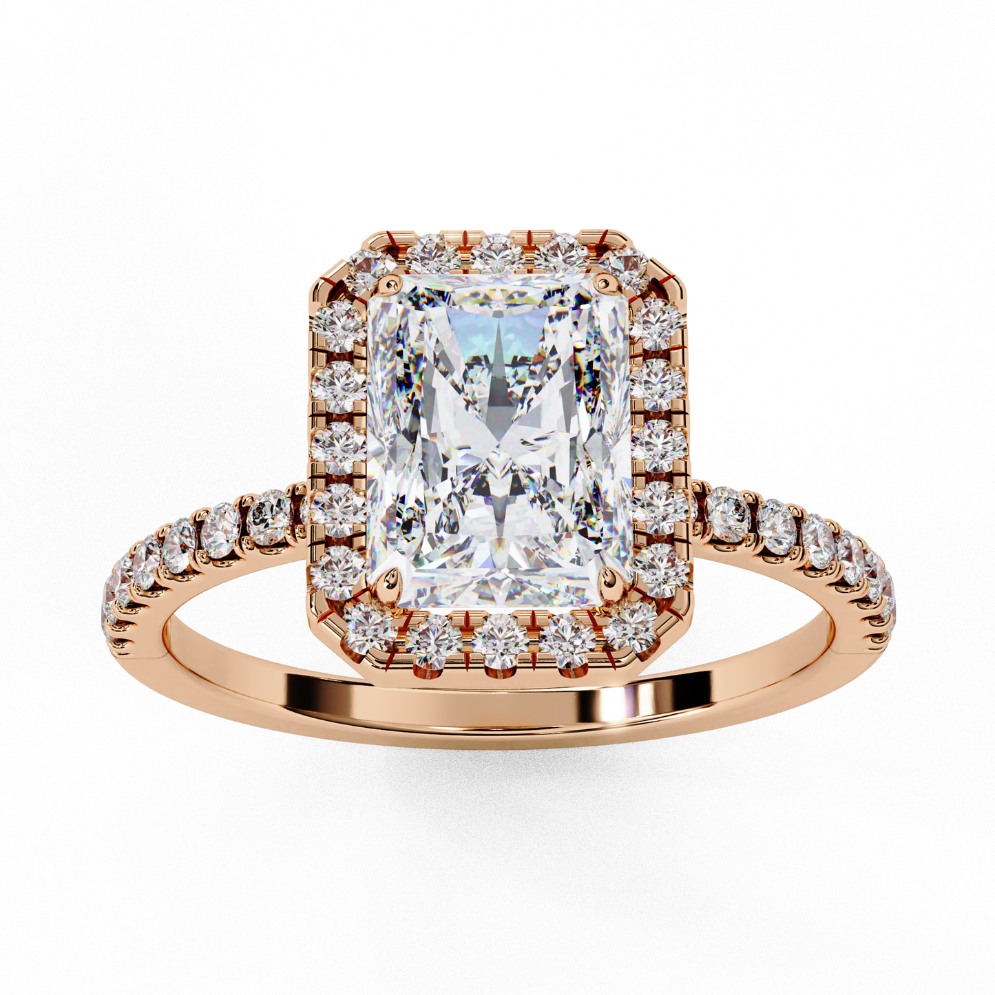 emerald halo lab grown diamond ring