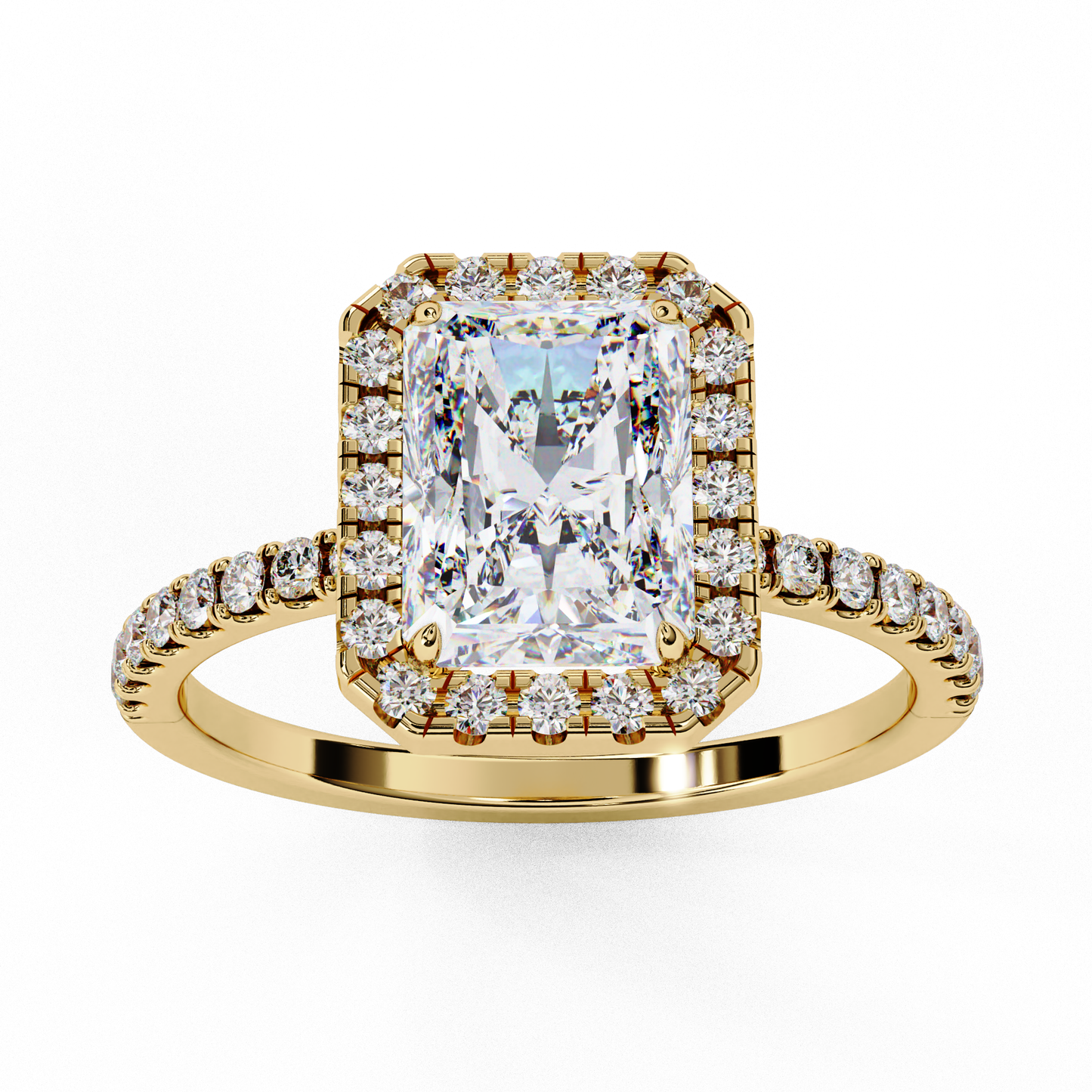 emerald halo lab grown diamond ring