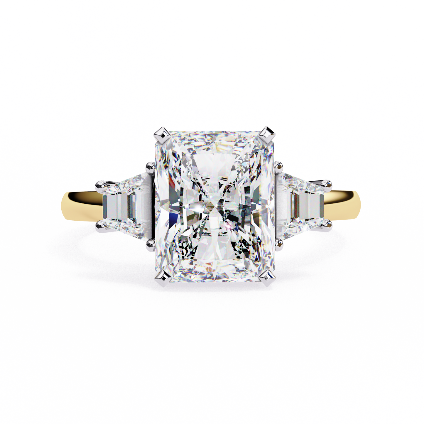 radiant trilogy lab grown diamond ring