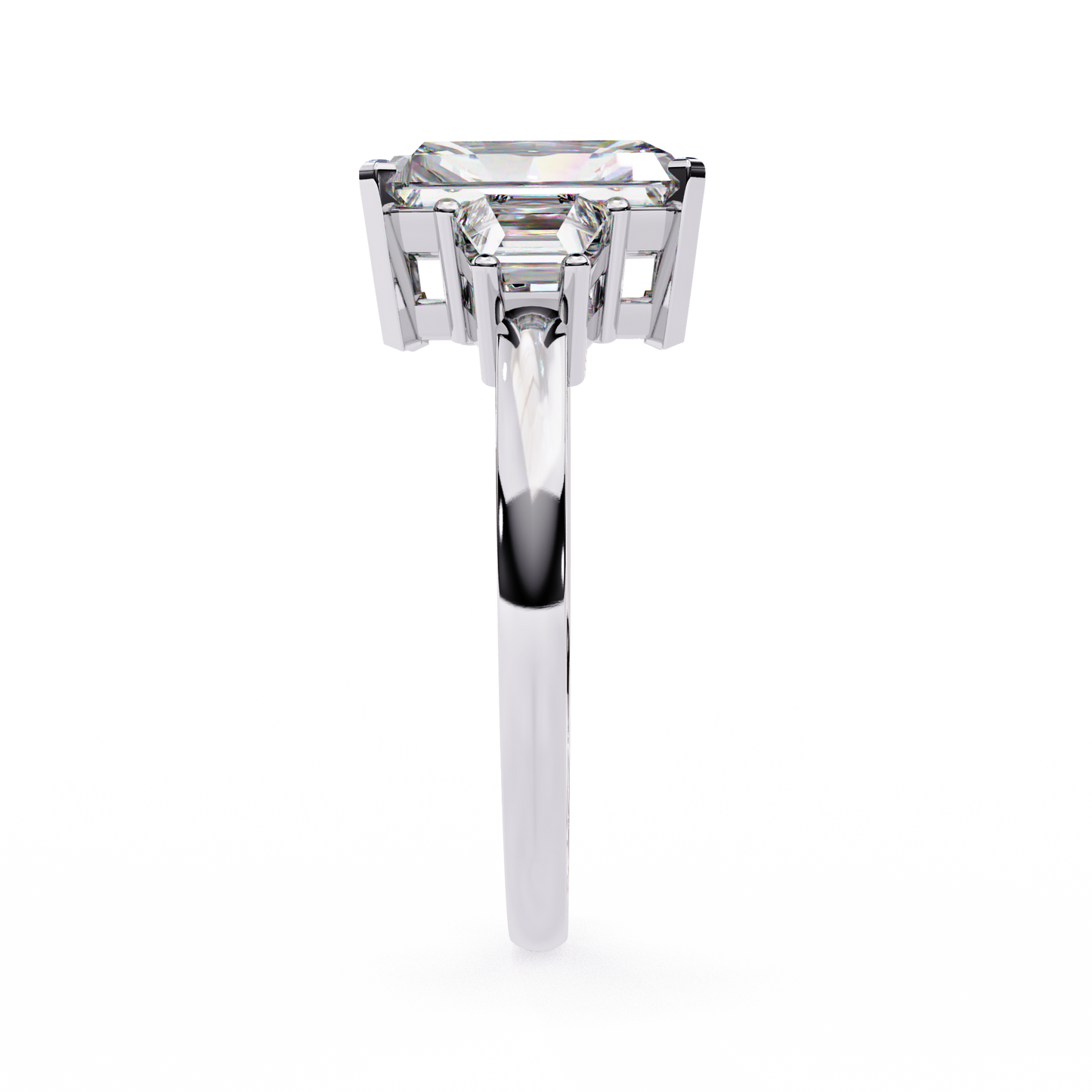 radiant trilogy lab grown diamond ring
