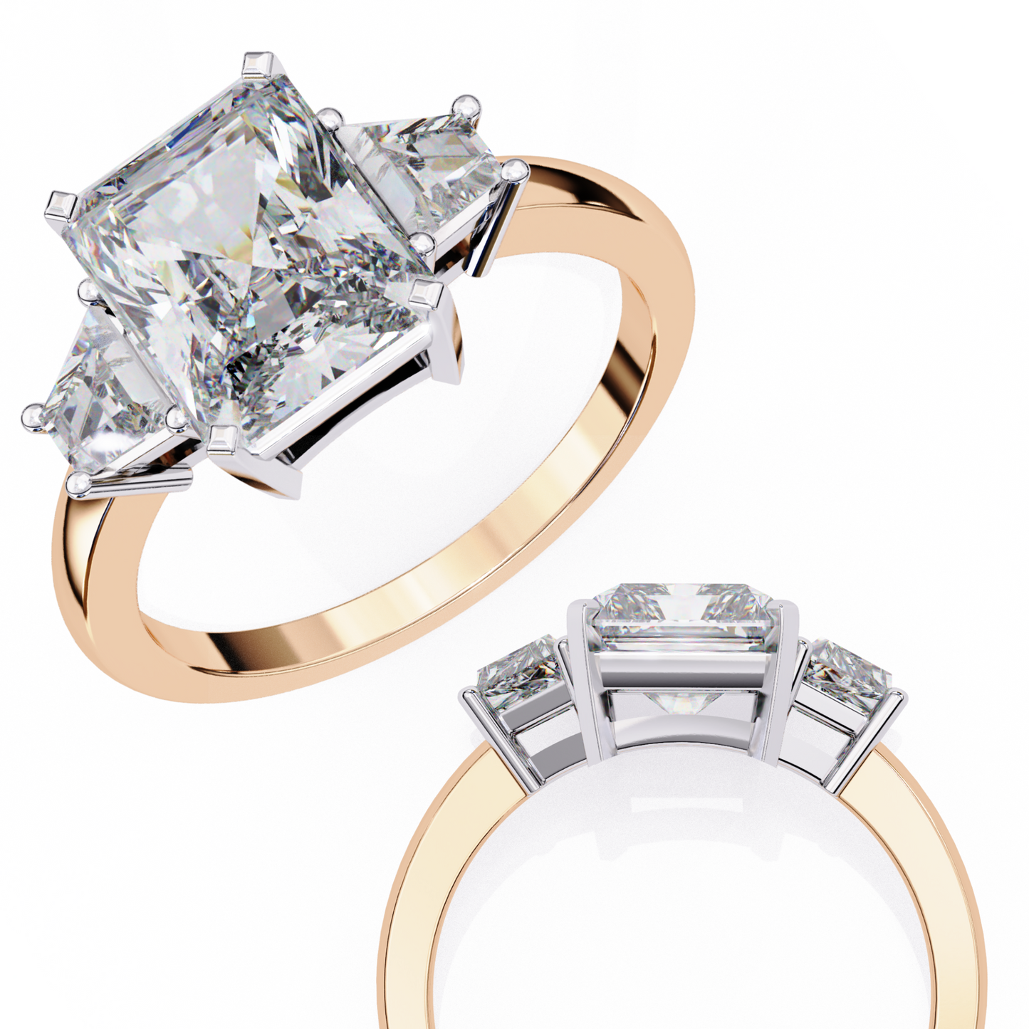 radiant trilogy lab grown diamond ring