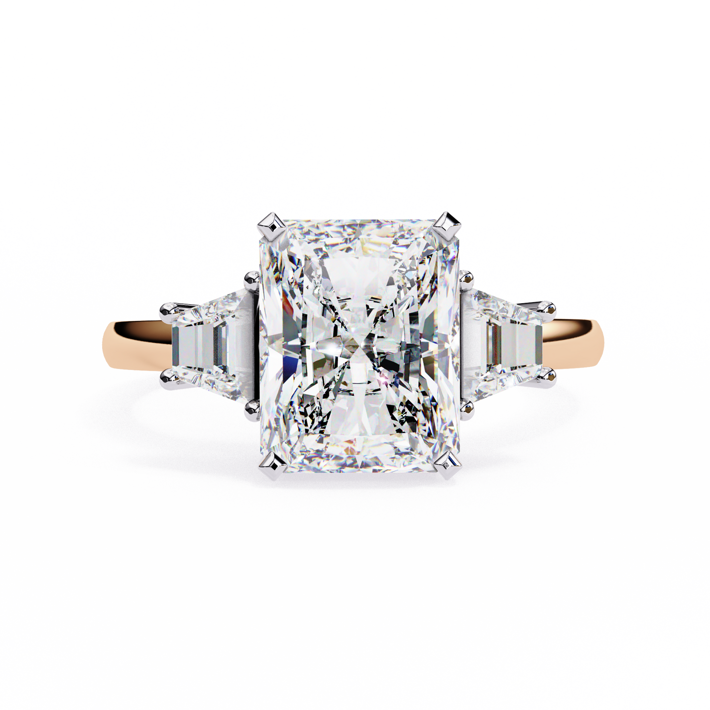 radiant trilogy lab grown diamond ring