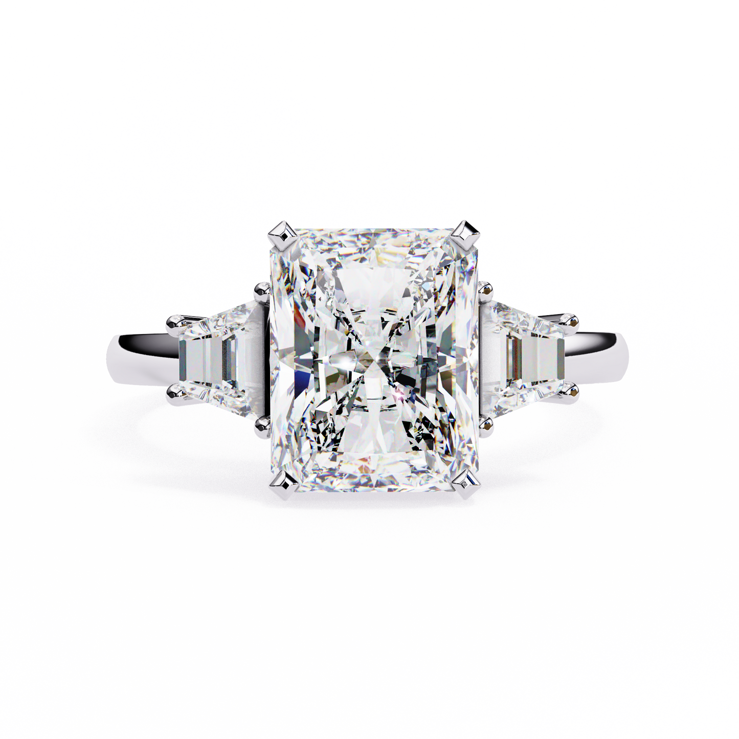 radiant trilogy lab grown diamond ring