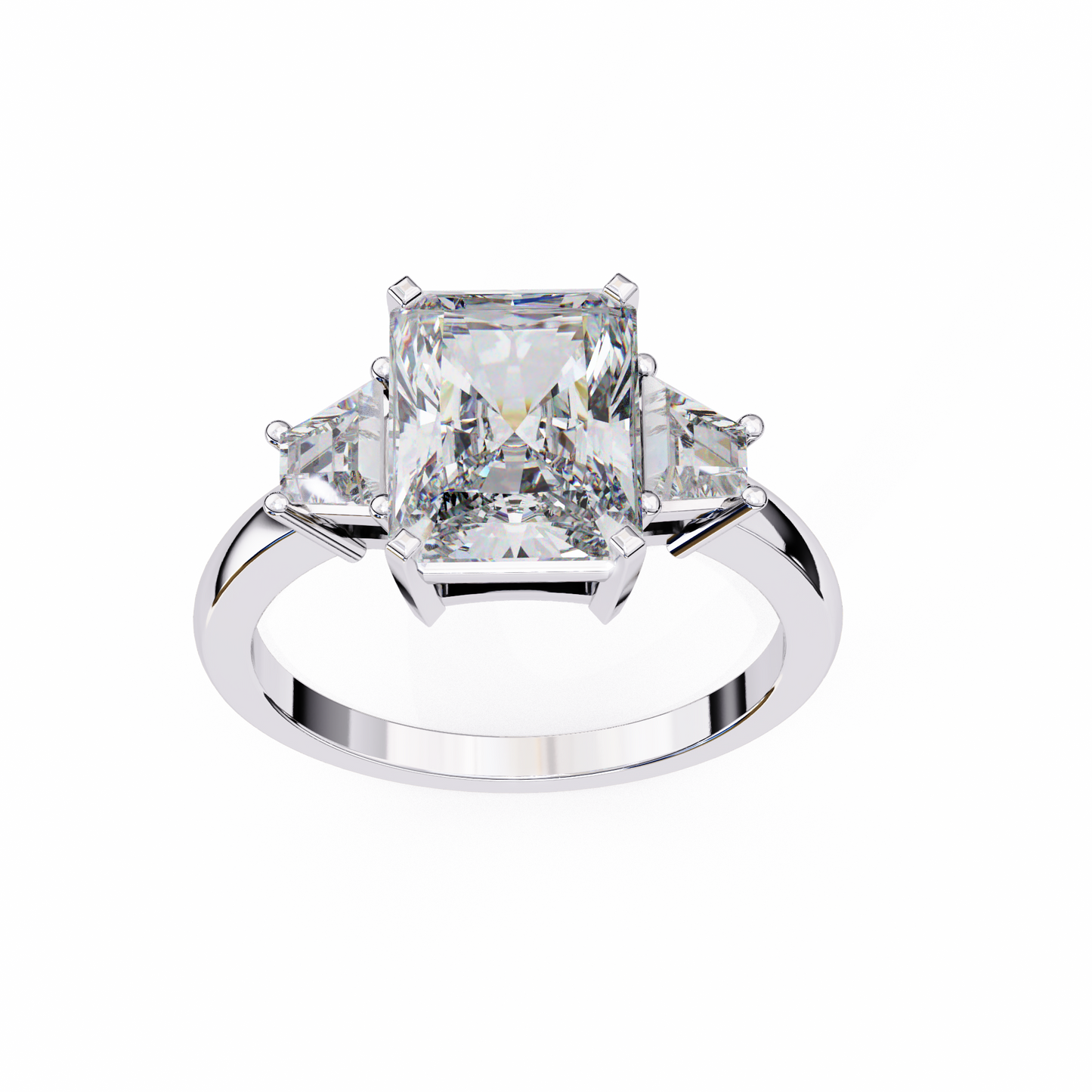 radiant trilogy lab grown diamond ring