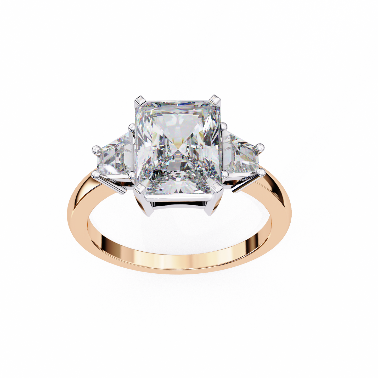 radiant trilogy lab grown diamond ring