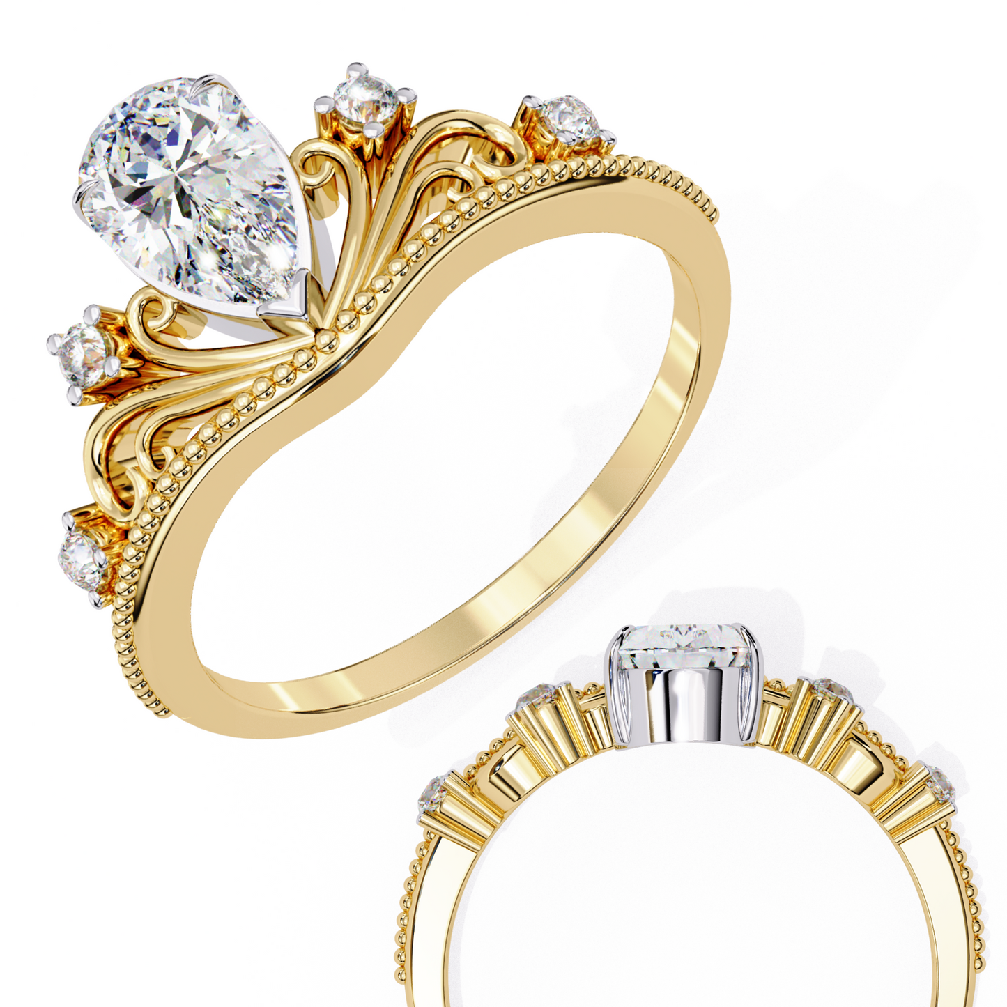 regal tiara pear lab grown diamond ring