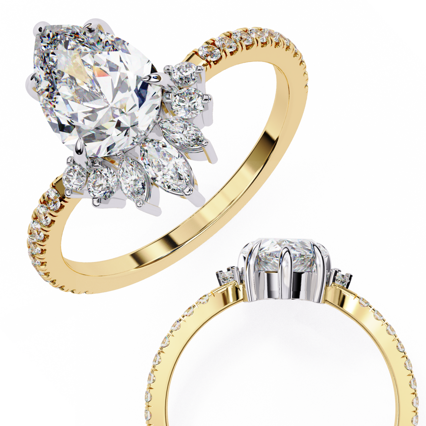 fleur radiance pear lab grown diamond ring