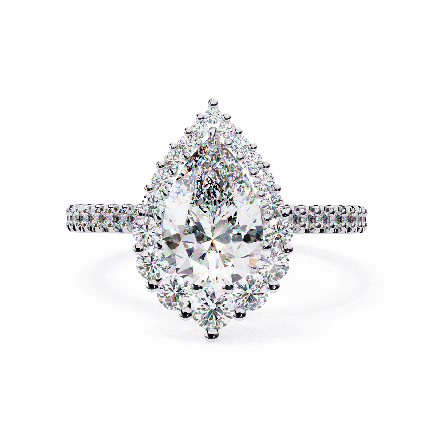halo enchant pear lab grown diamond ring