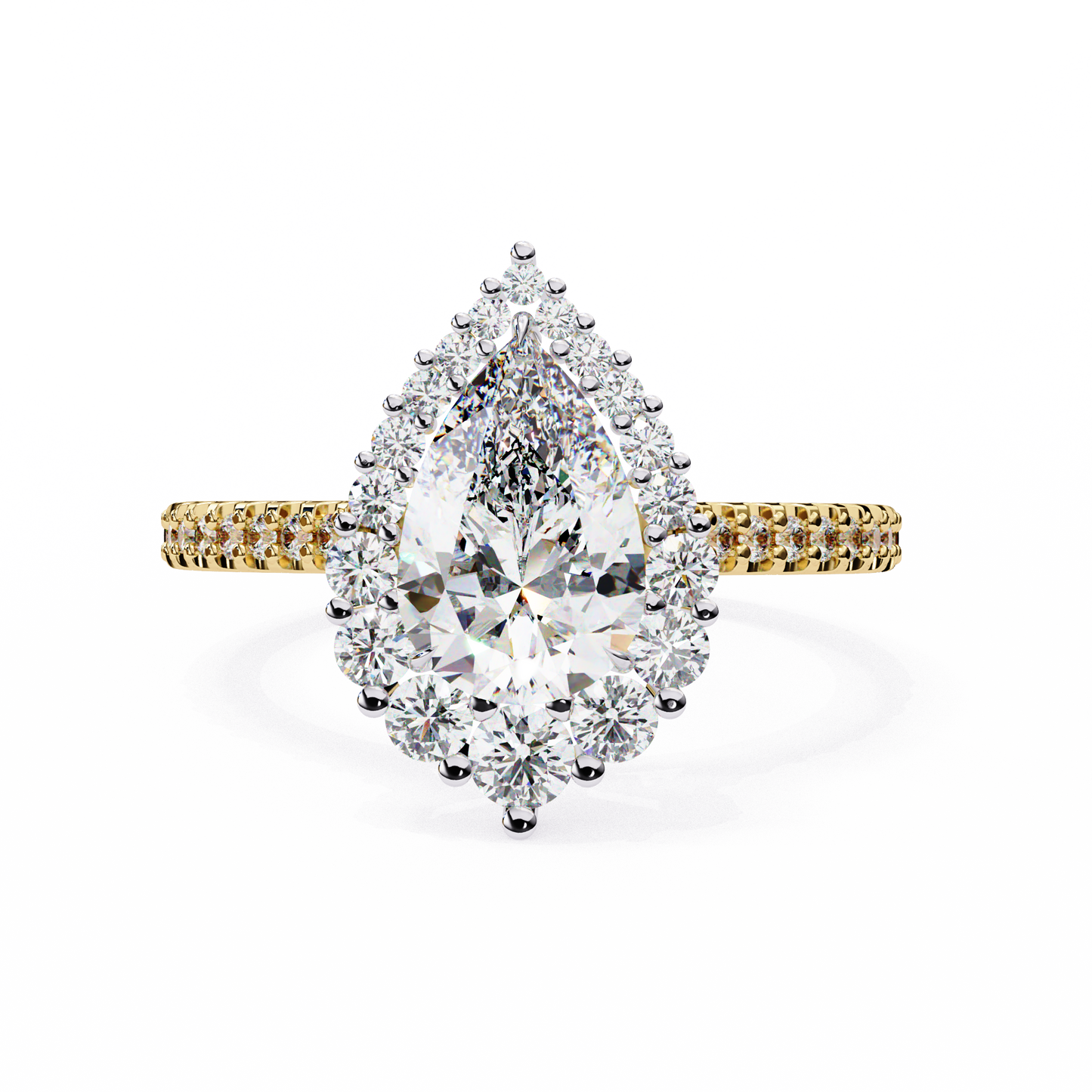 halo enchant pear lab grown diamond ring