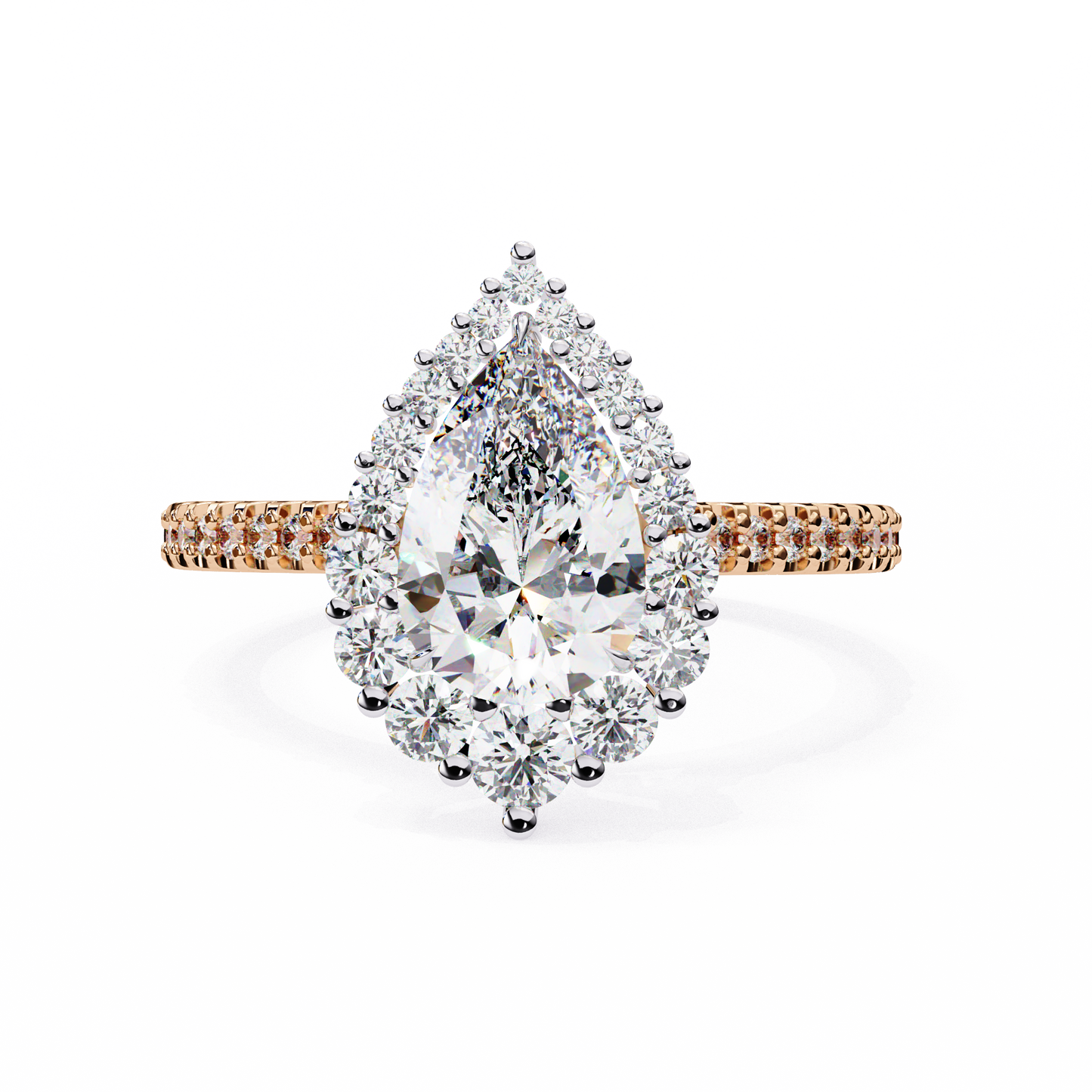 halo enchant pear lab grown diamond ring