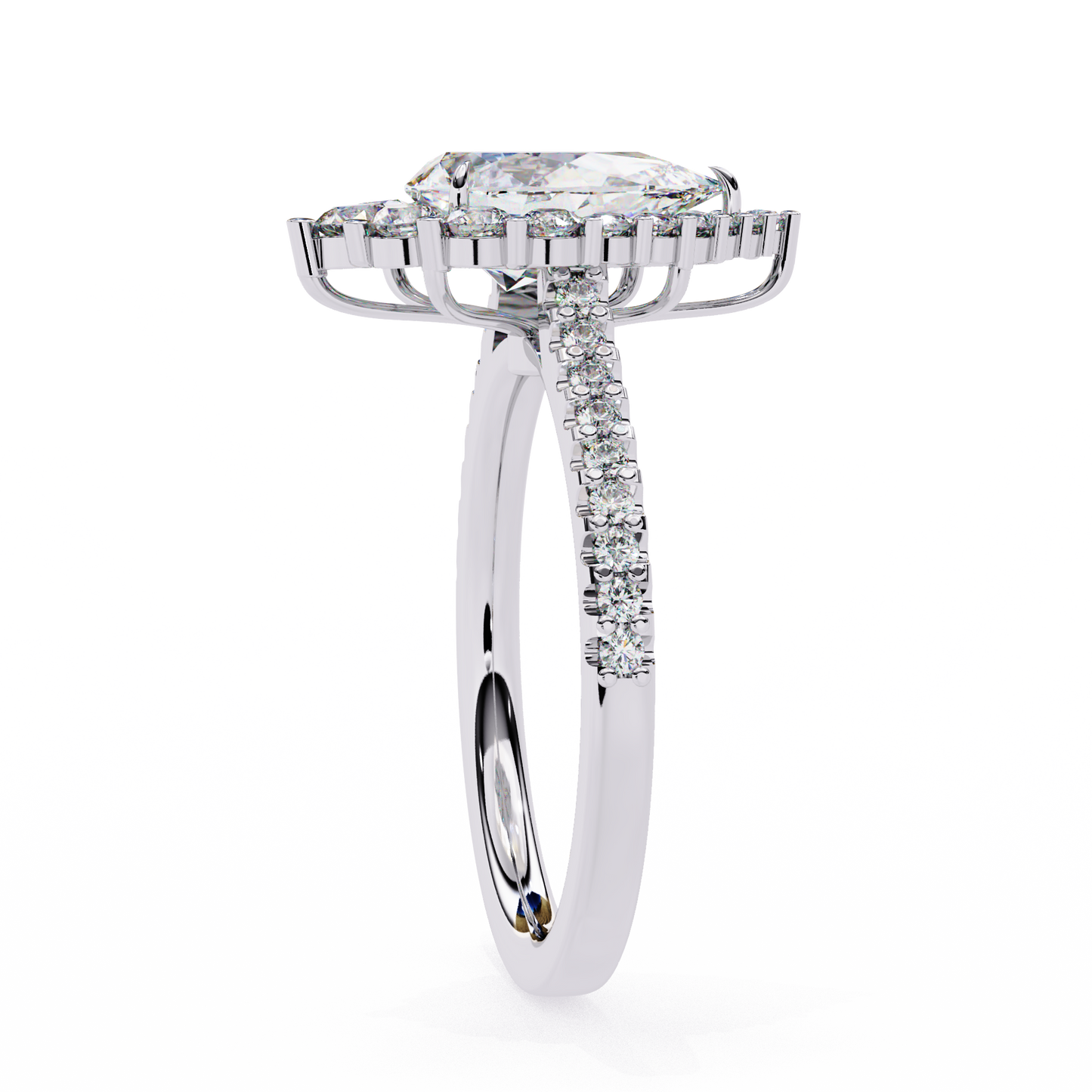 halo enchant pear lab grown diamond ring