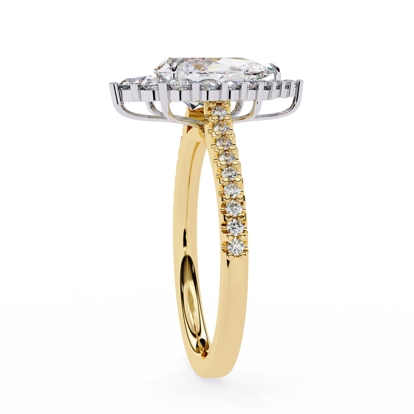 halo enchant pear lab grown diamond ring