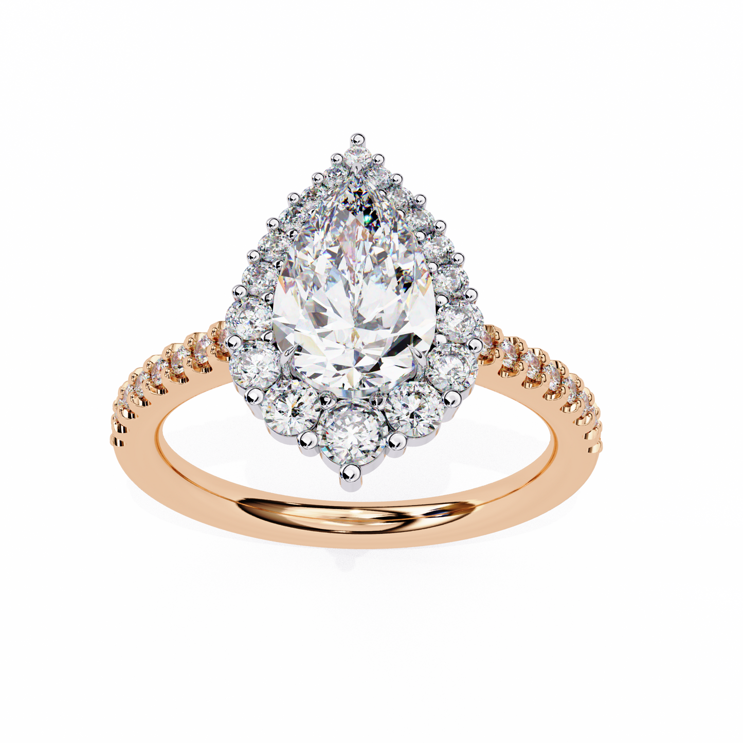 halo enchant pear lab grown diamond ring