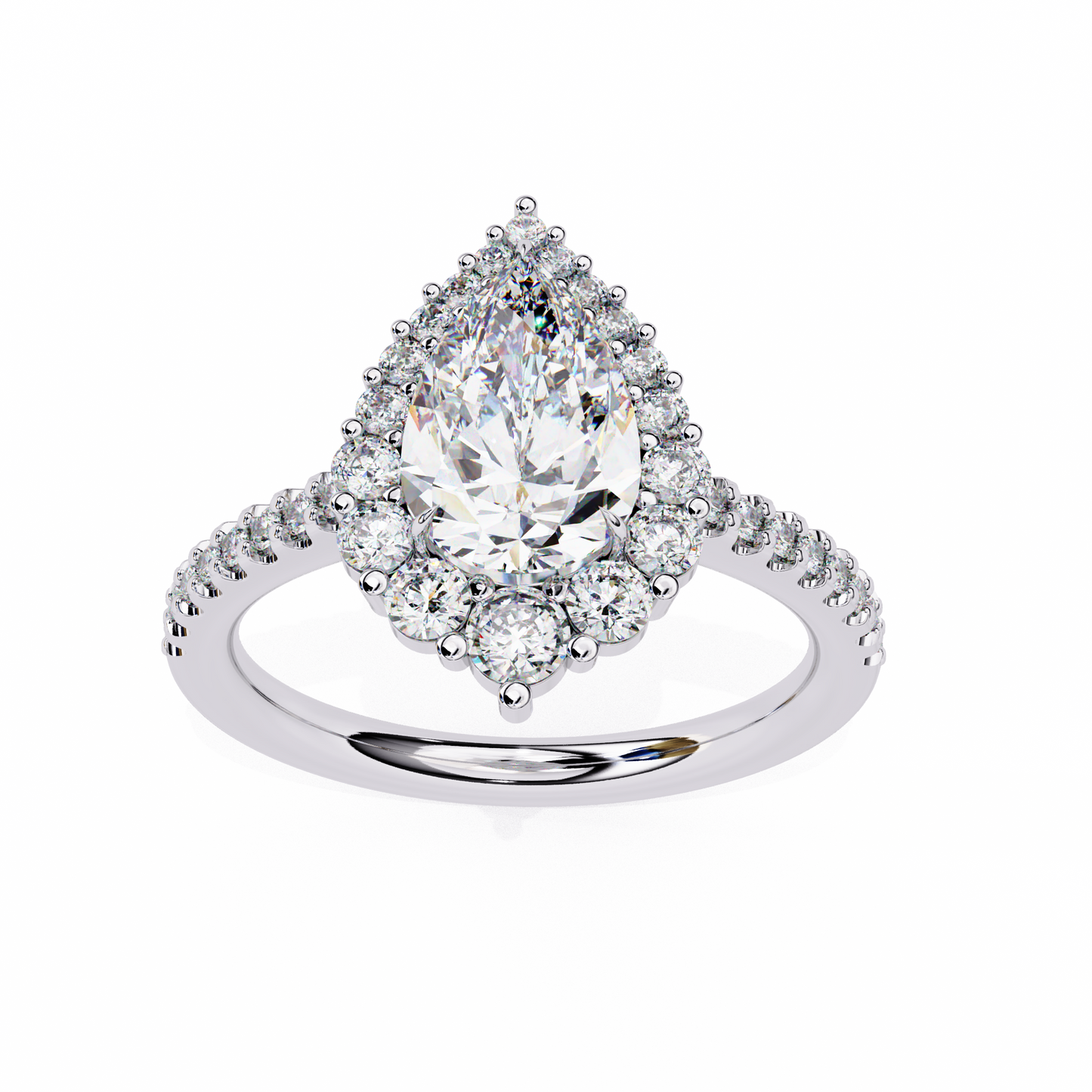 halo enchant pear lab grown diamond ring