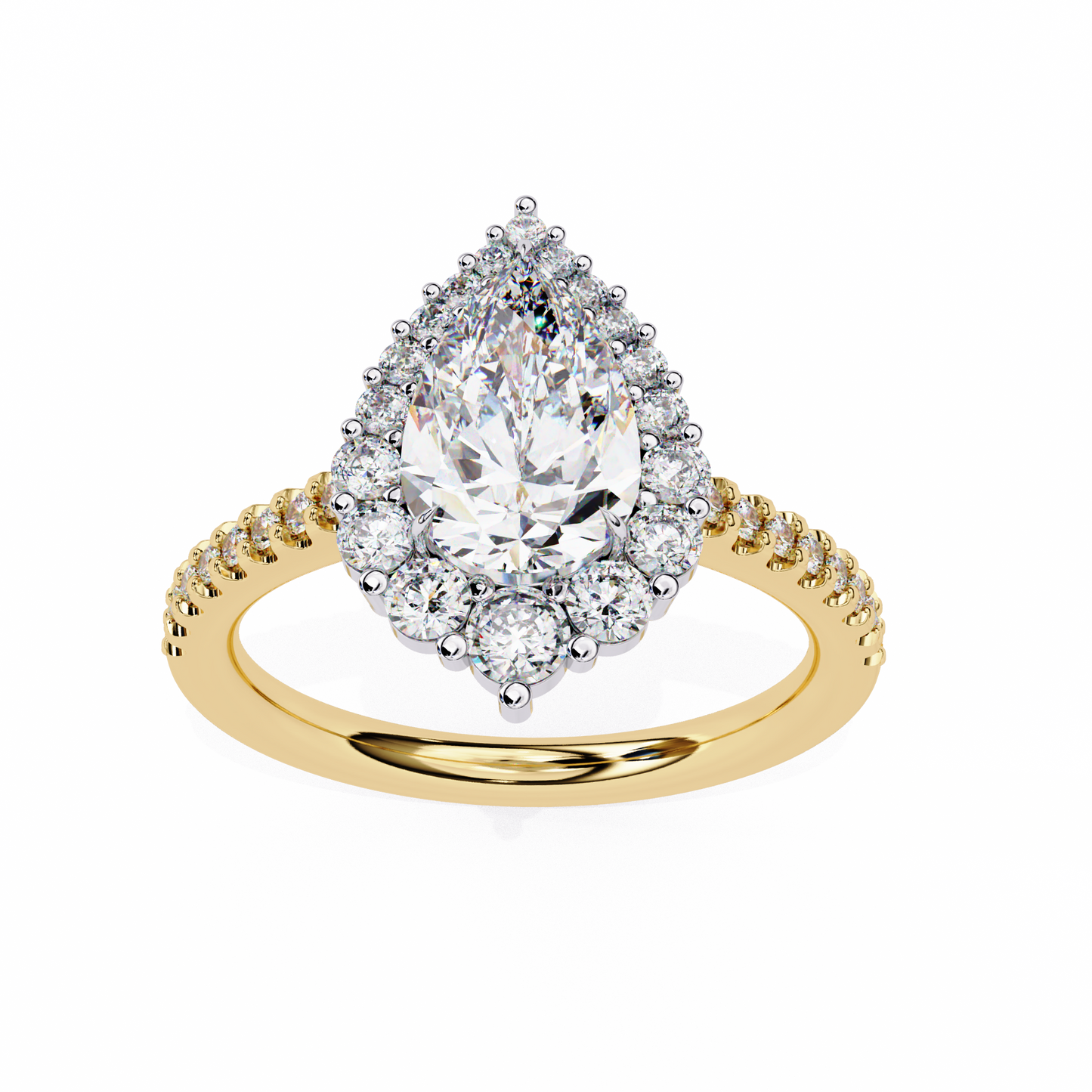 halo enchant pear lab grown diamond ring