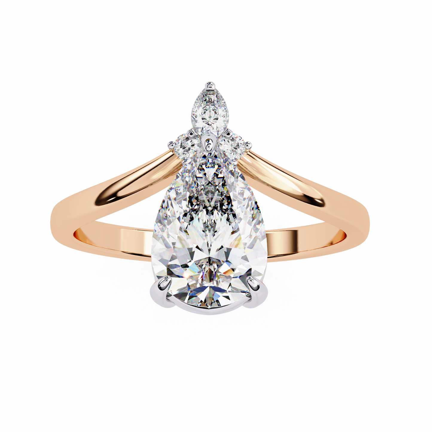 aurora grace pear lab grown diamond ring