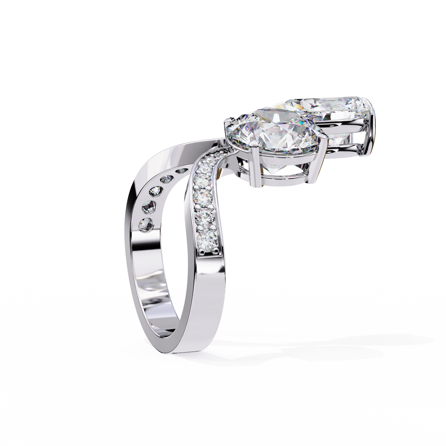 aurora duo lab grown diamond bypass ring