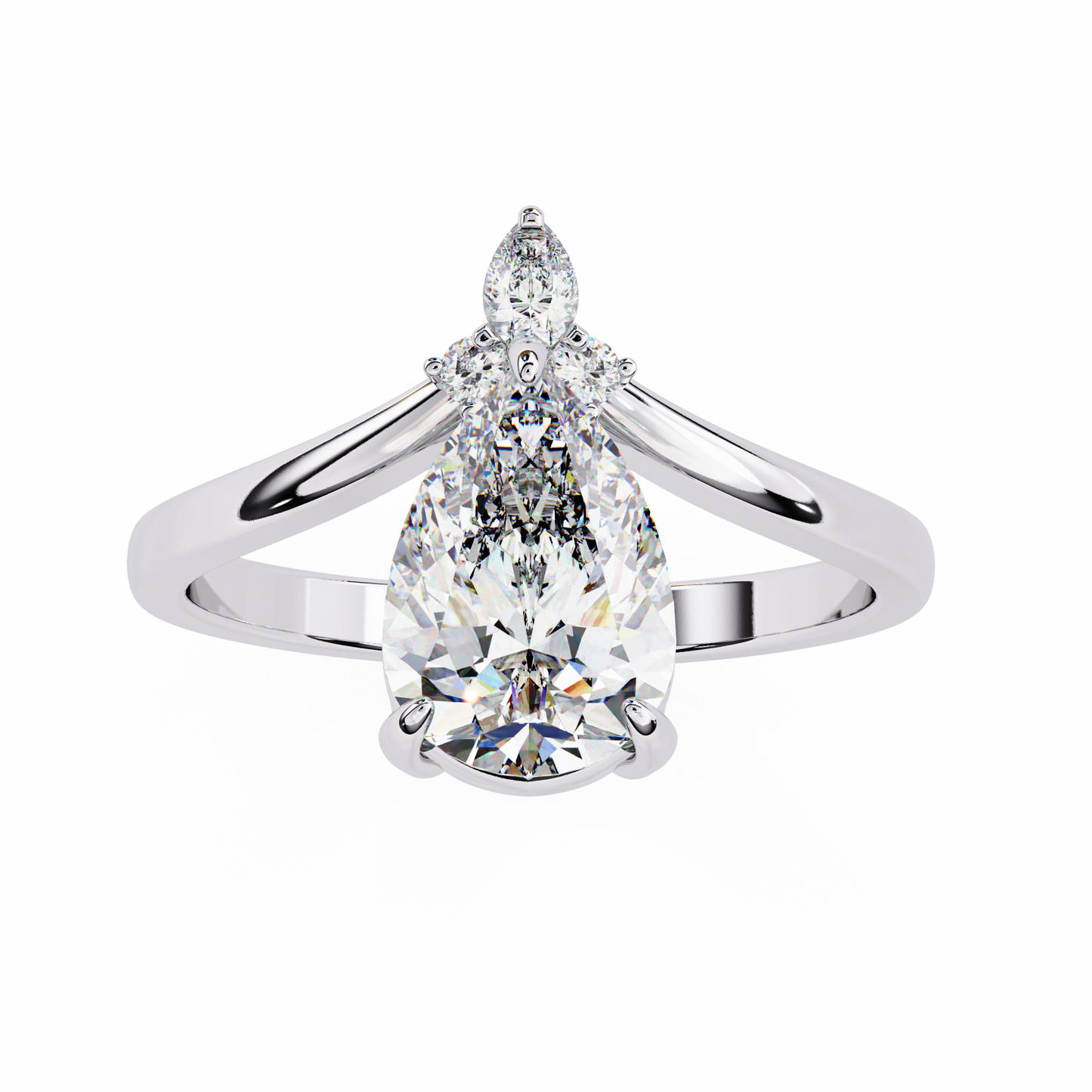 aurora grace pear lab grown diamond ring