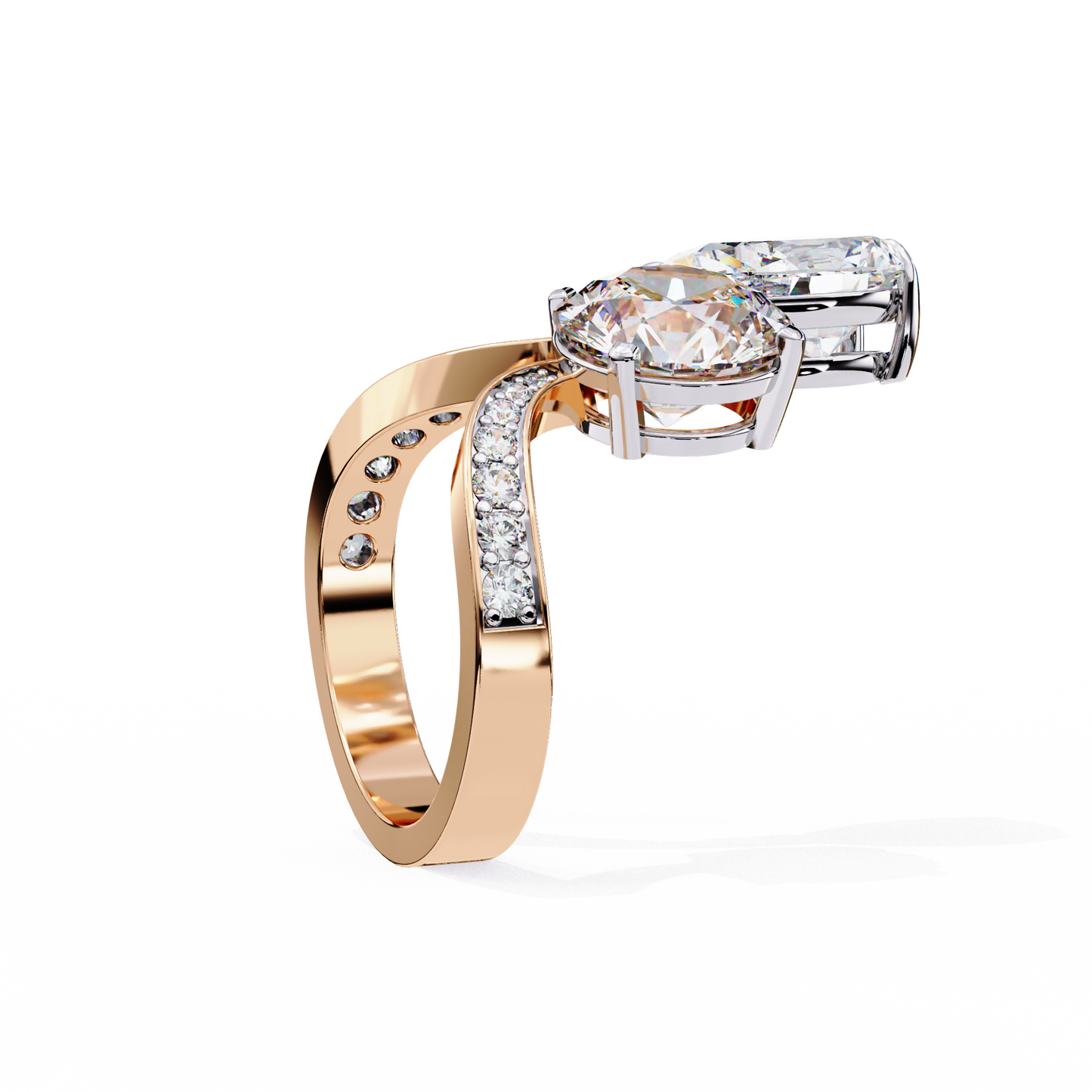 aurora duo lab grown diamond bypass ring