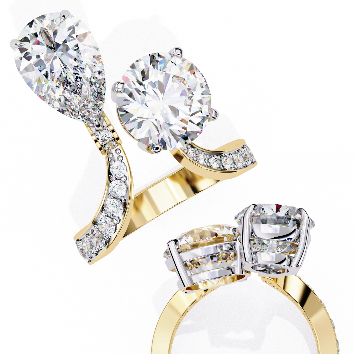 aurora duo lab grown diamond bypass ring
