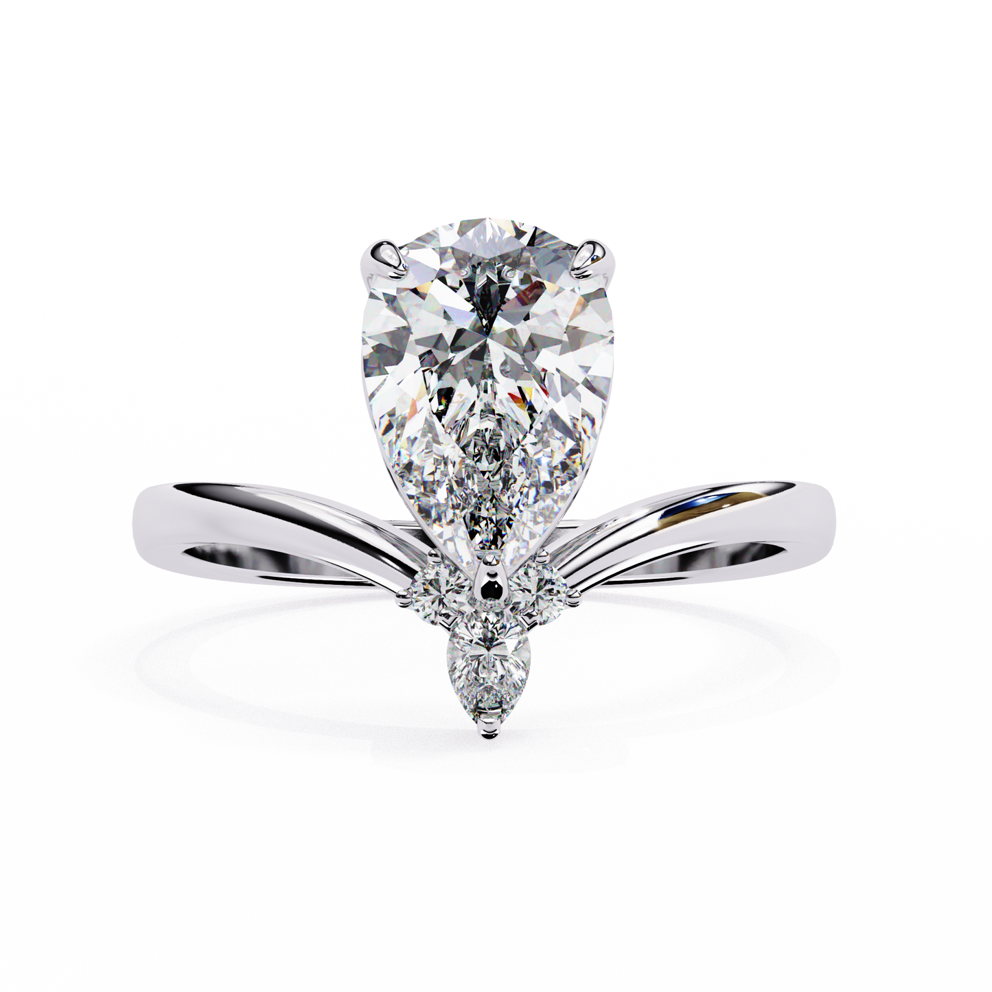 aurora grace pear lab grown diamond ring